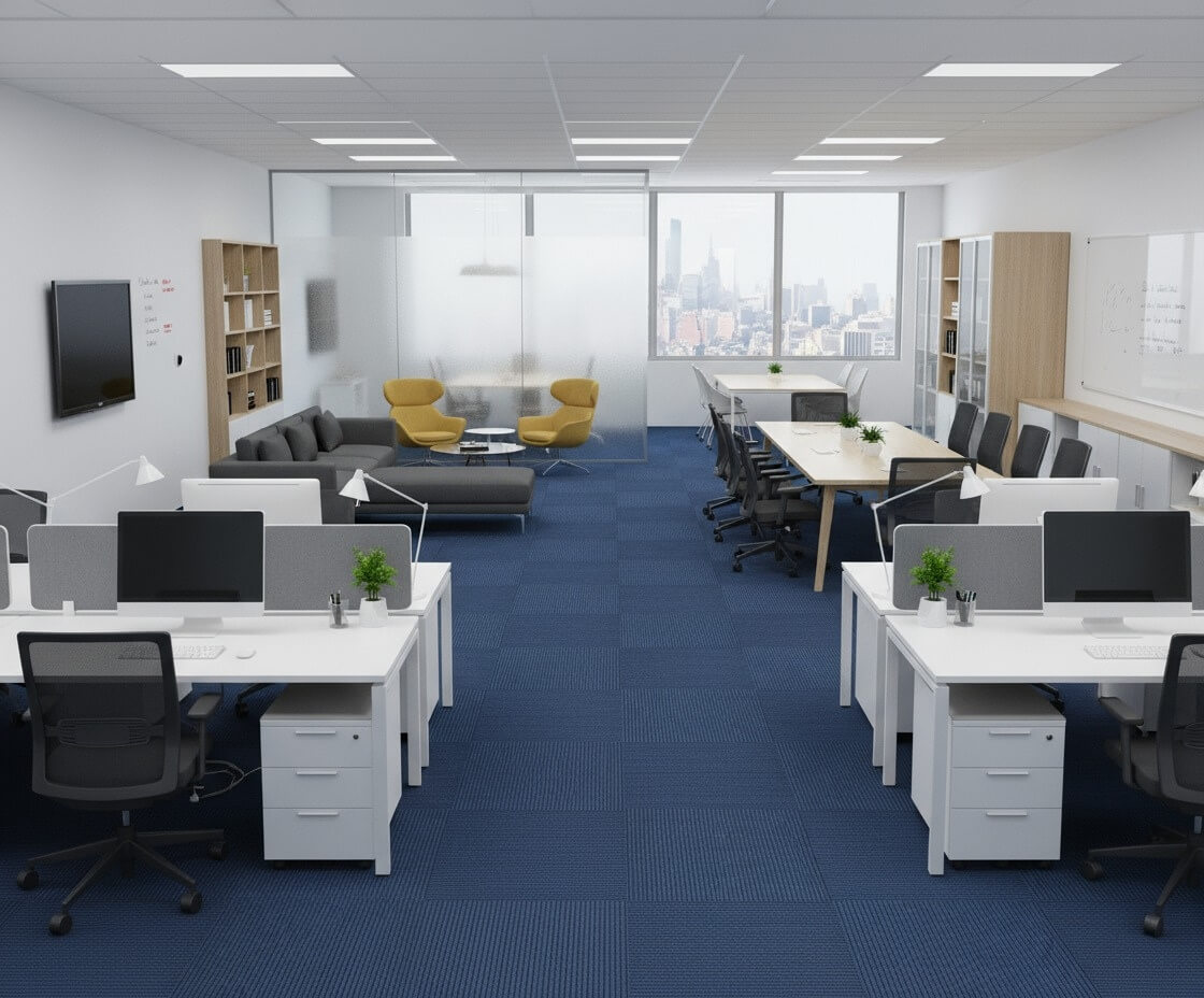 707 Blue Straight Line Carpet Tiles – Durable Design