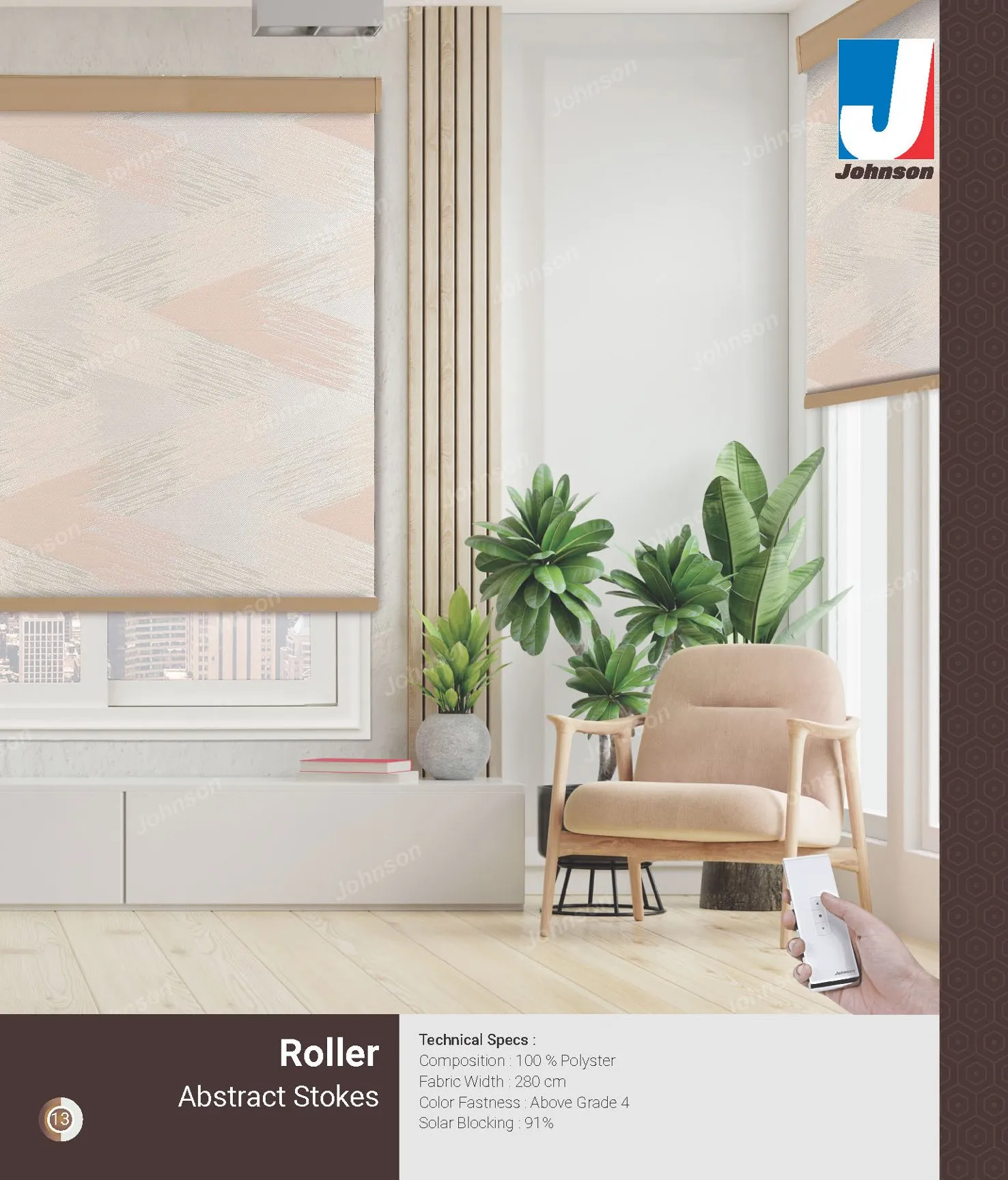 Johnson ABSTRACT STOKES Roller Blind – Light Filtering