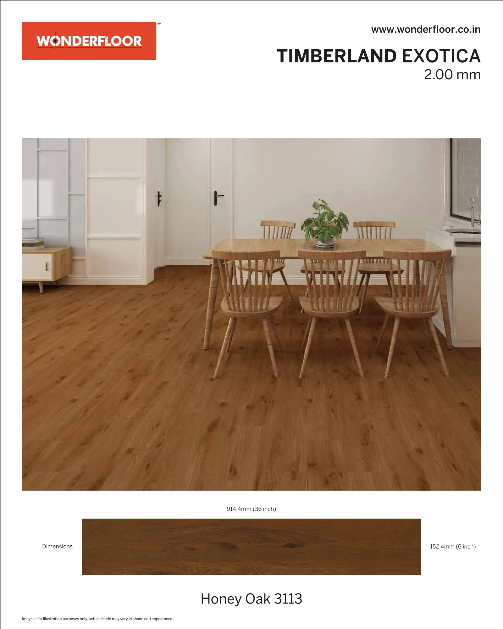 Honey Oak 3113 -Wonderfloor Room View Exotica 2.00mm Vinyl Flooring
