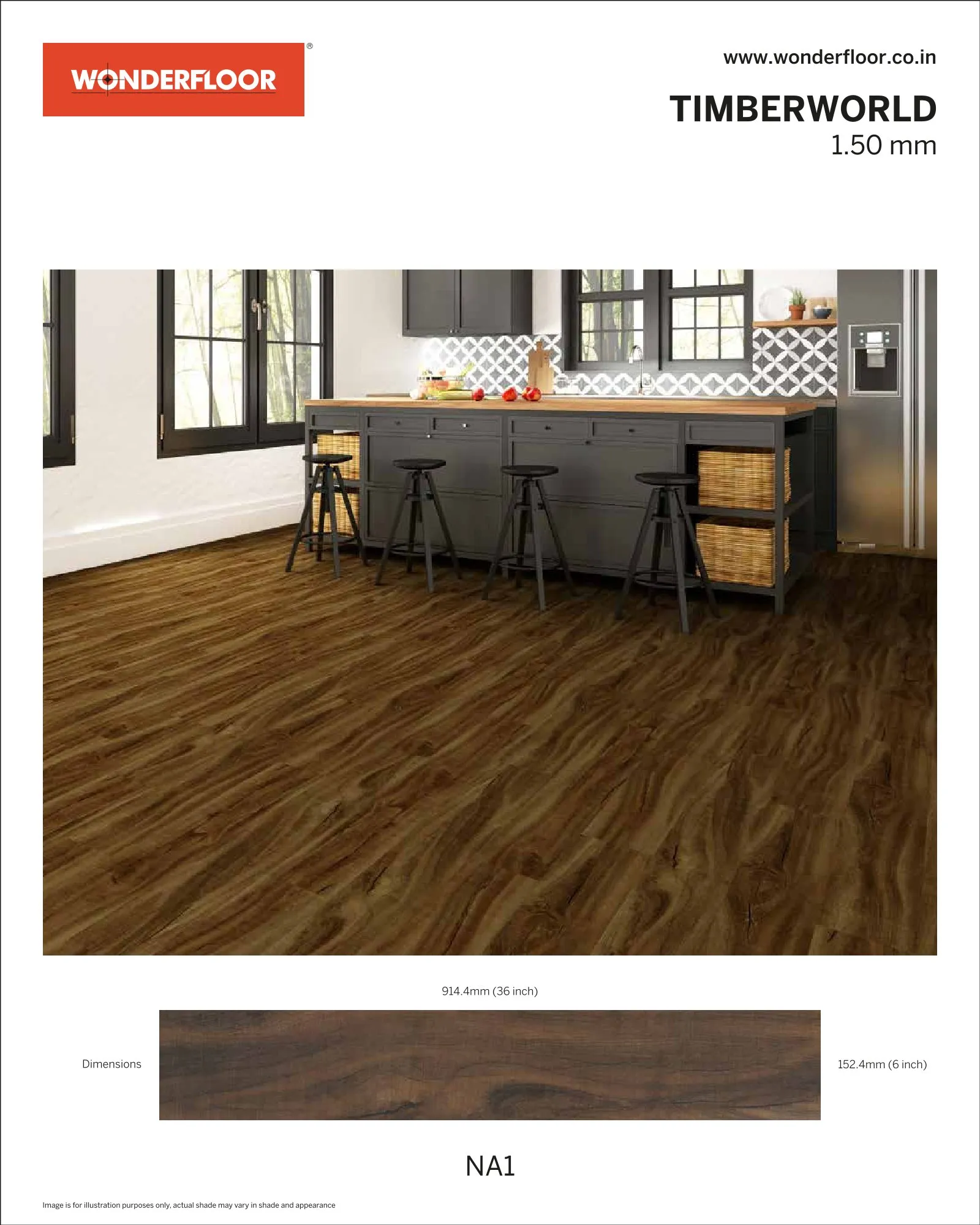 NA1 -Wonderfloor Timberworld 1.50mm Vinyl Flooring