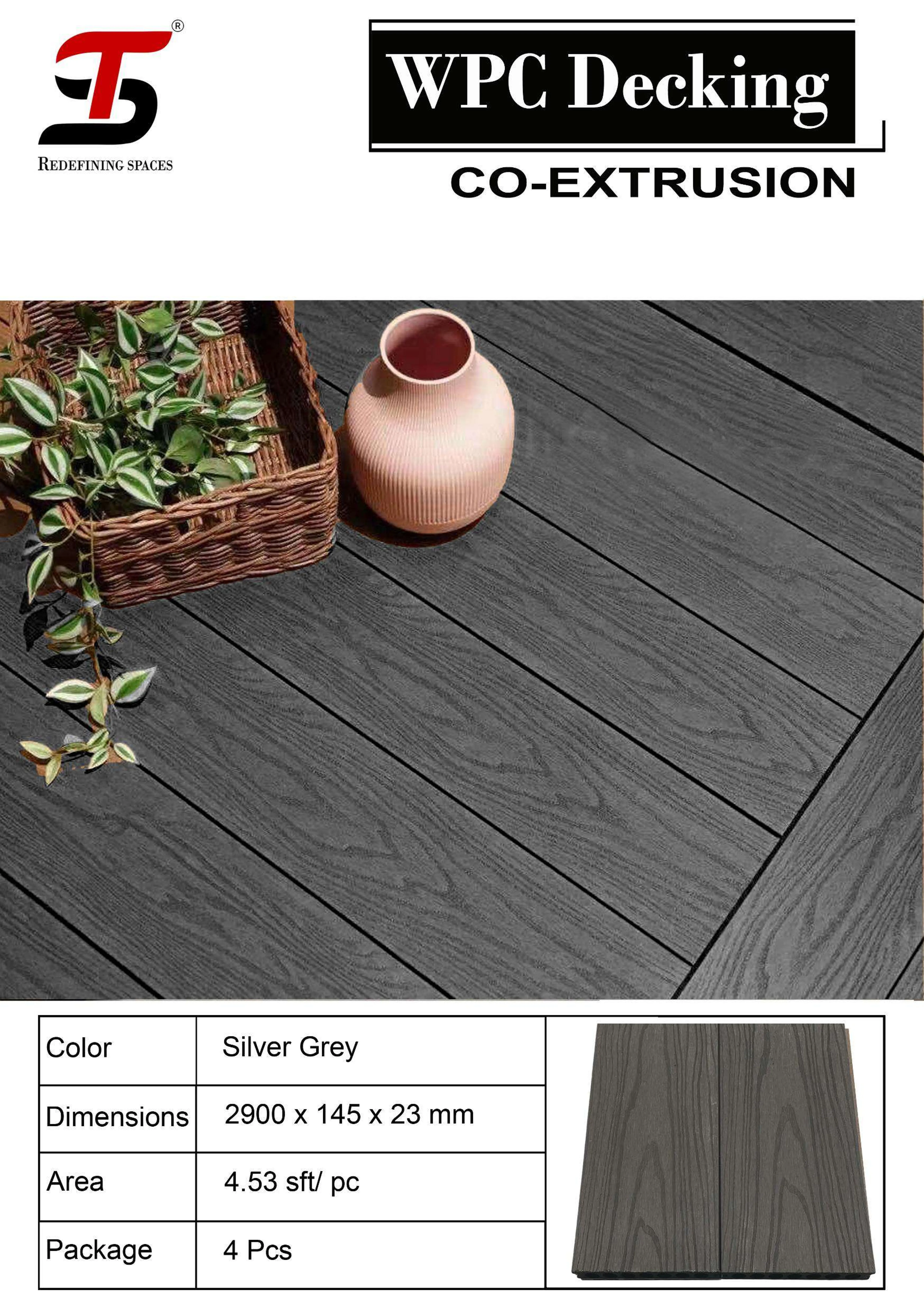 Silver Grey-ST HOMECRAFT Classic WPC Decking – Durable & Stylish