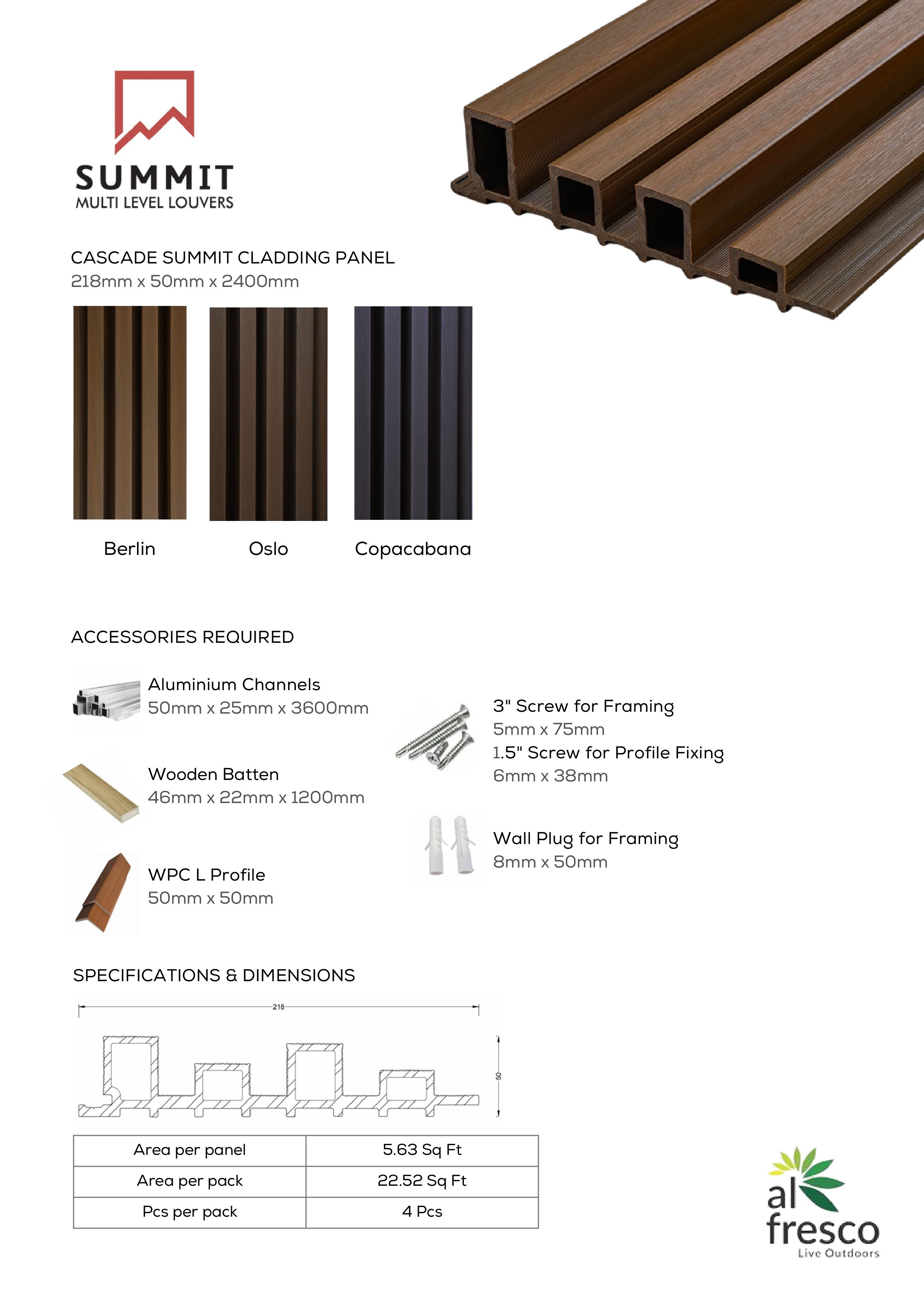 CASCADE SUMMIT CLADDING PANEL  218mm x 50mm x 2400mm