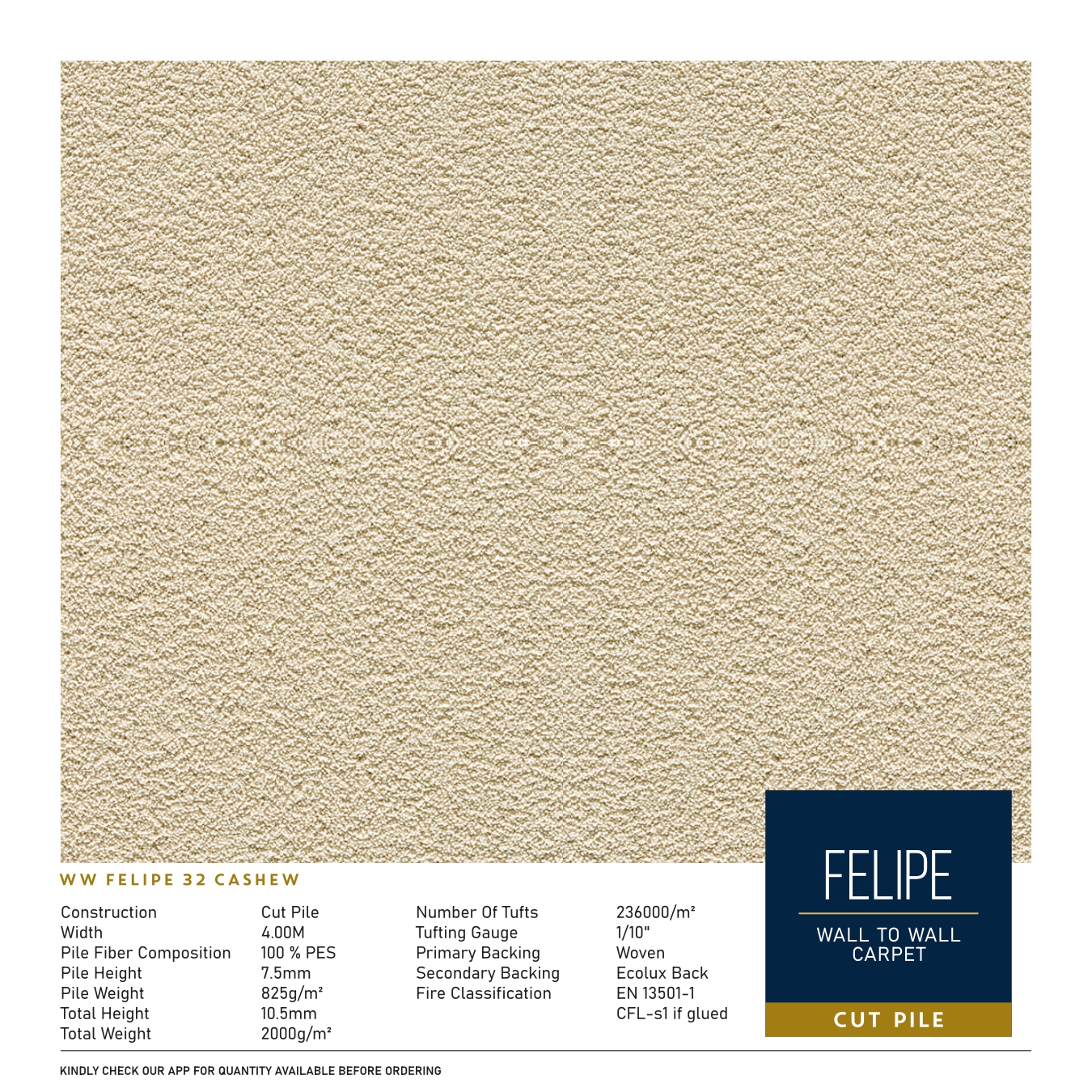 WW Felipe 32 Cashew Carpet Tile – Stylish & Durable