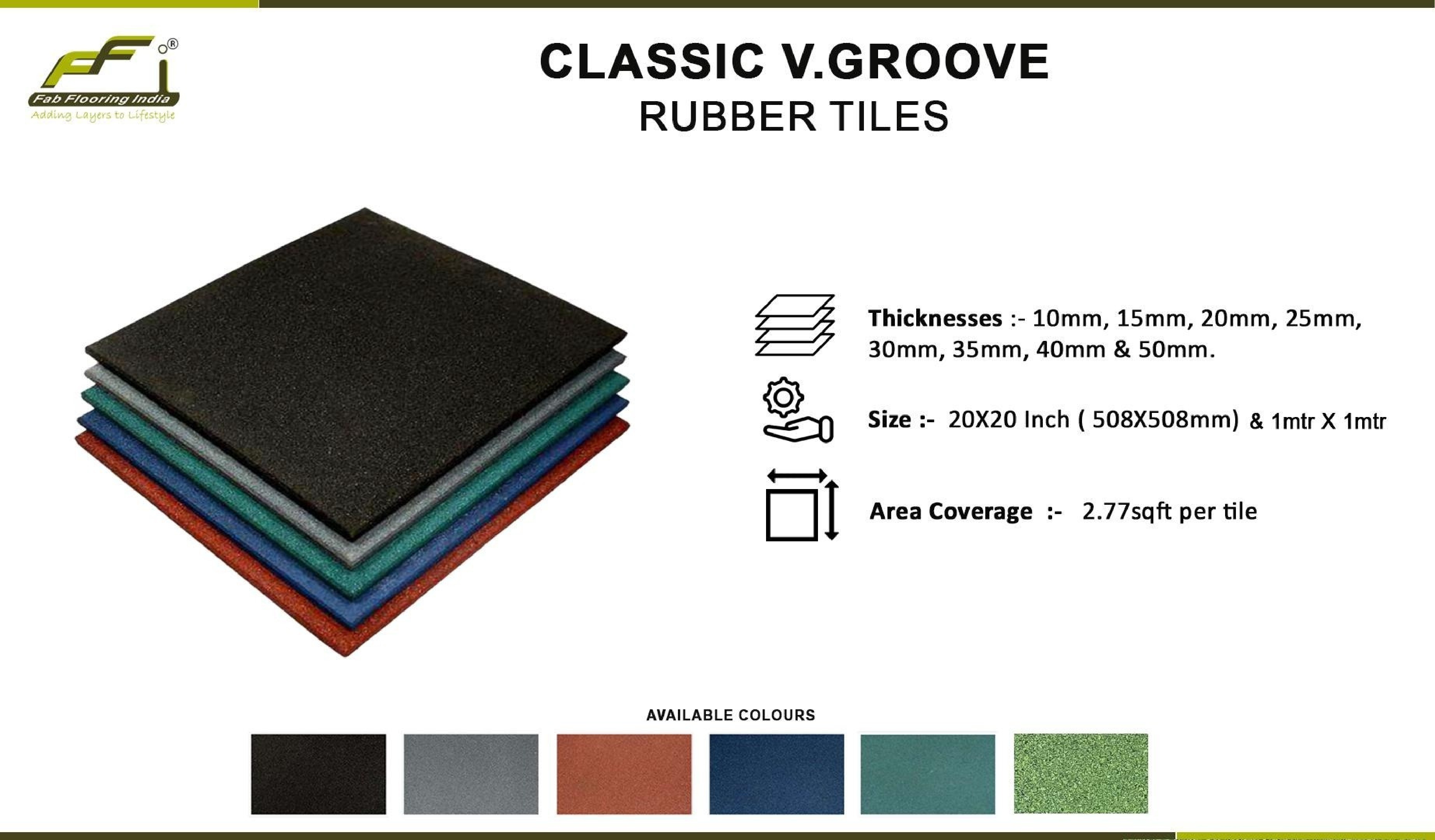50mm Classic V Groove Rubber Gym Tiles