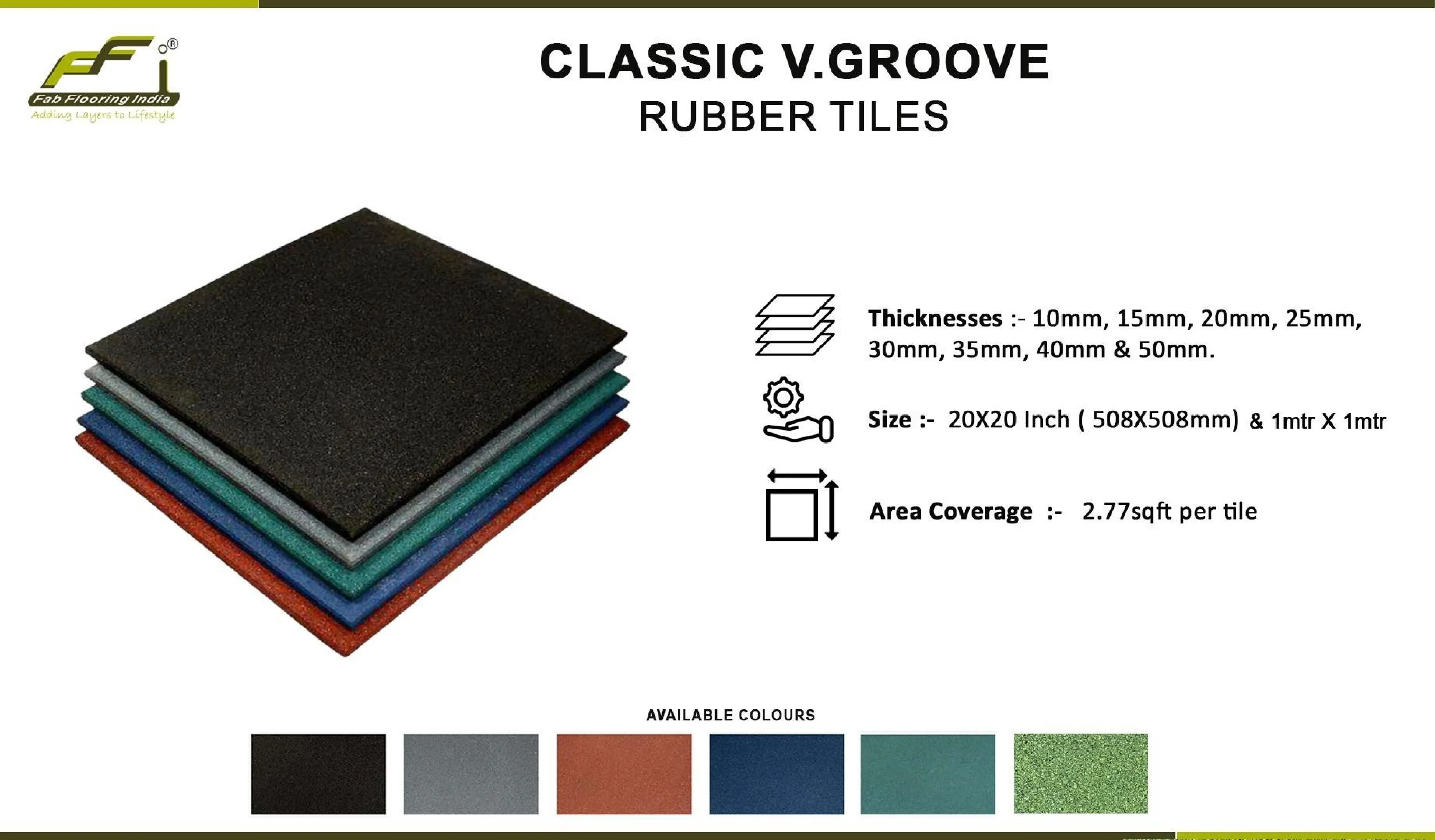 50mm Classic V Groove Rubber Gym Tiles