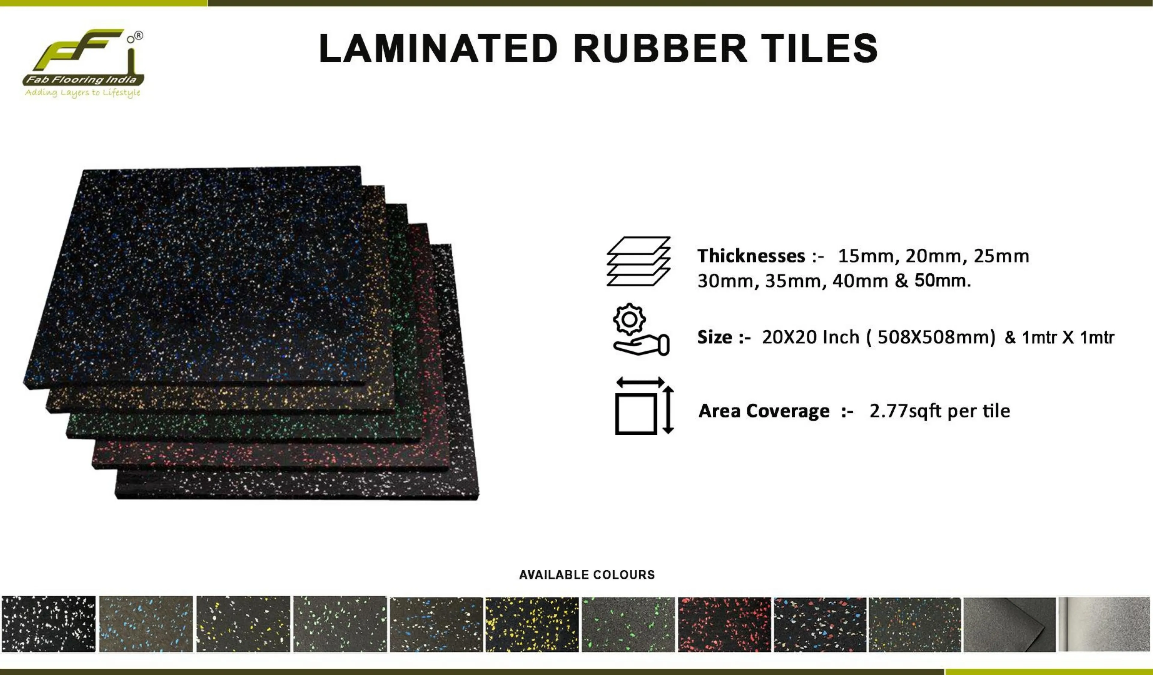 Classic Laminated Rubber Gym Tiles | 10mm-50mm Thickness