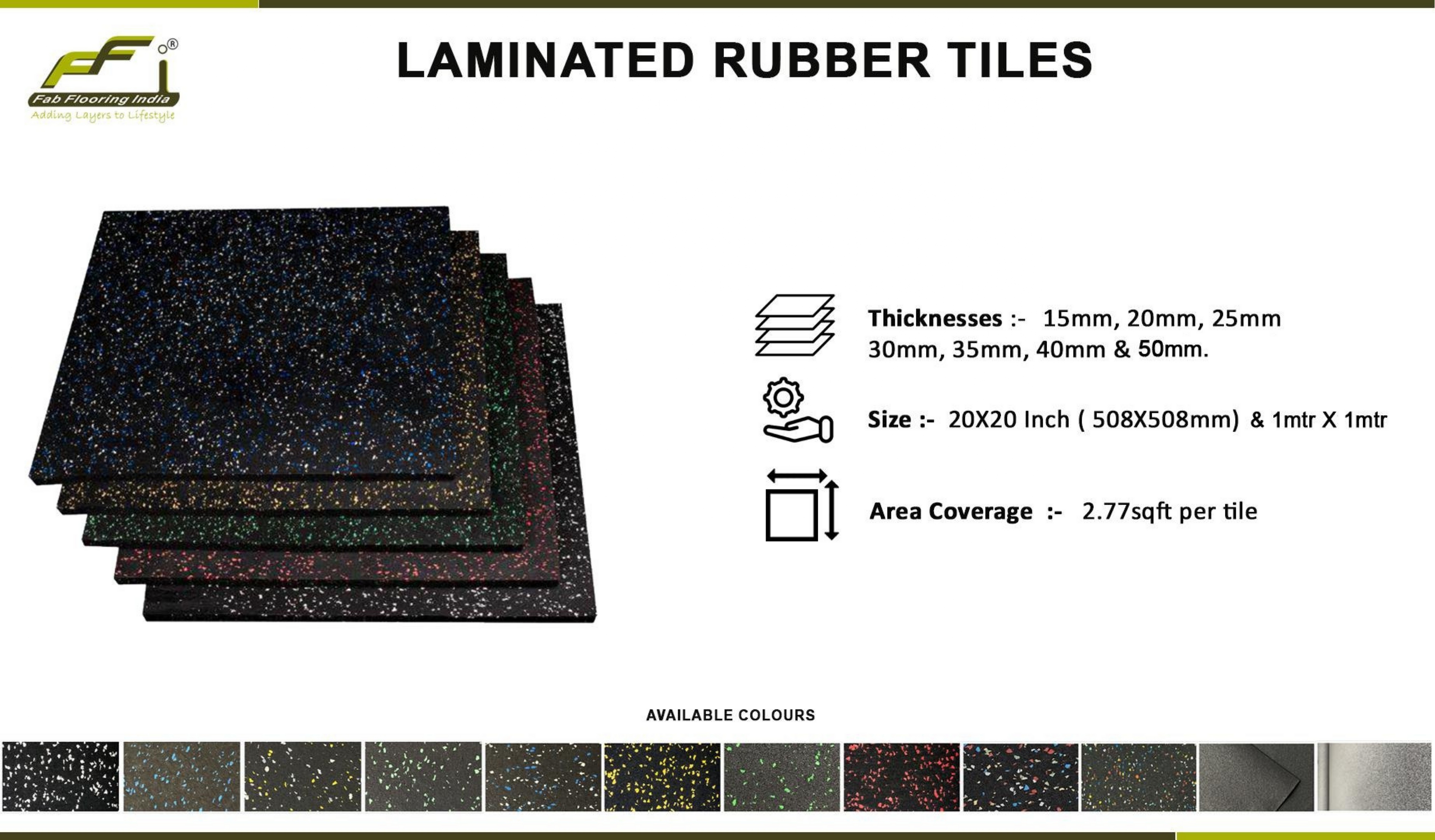 Classic Laminated Rubber Gym Tiles | 10mm-50mm Thickness