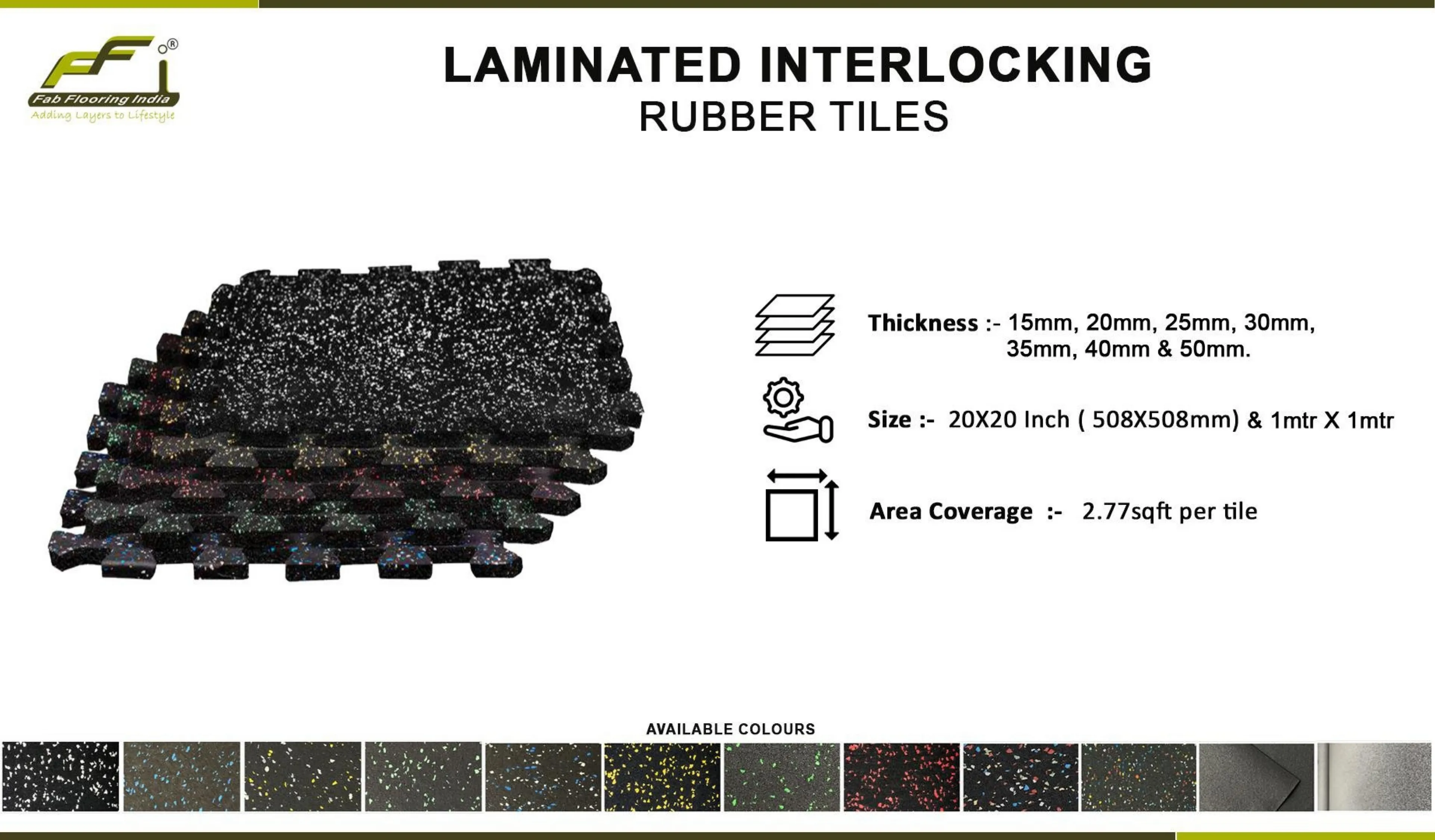 Classic Laminated Interlocking Rubber Gym Tiles | 10mm-50mm Thick