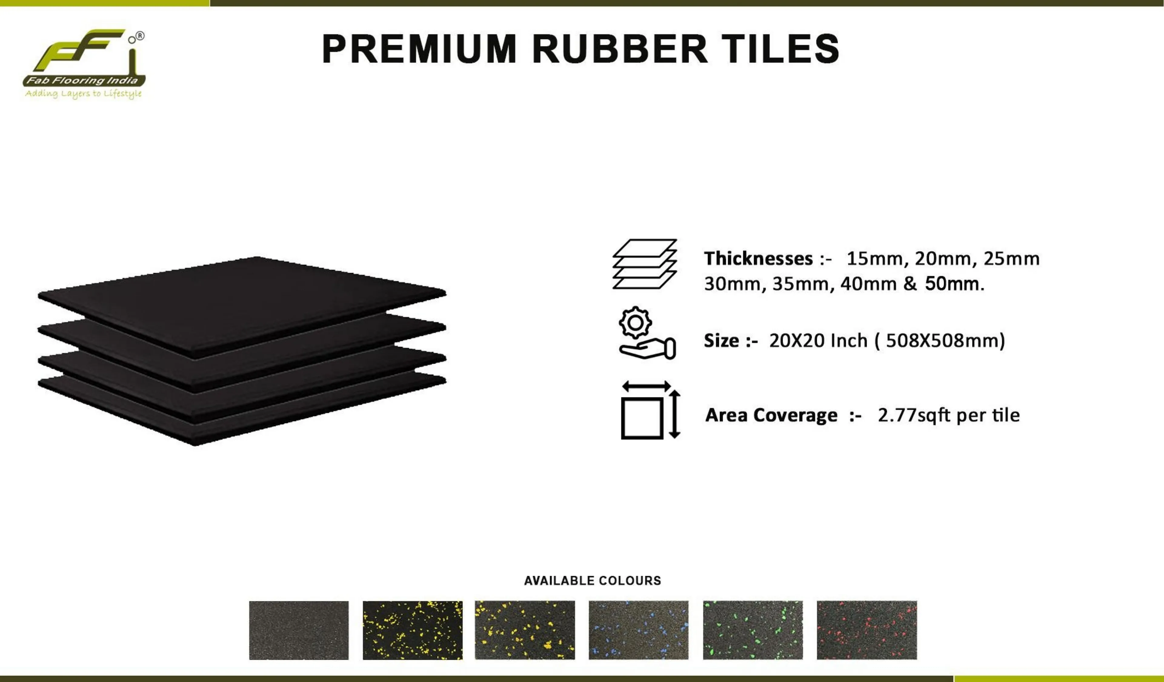 Premium Rubber Gym Tiles 15mm-50mm Thick