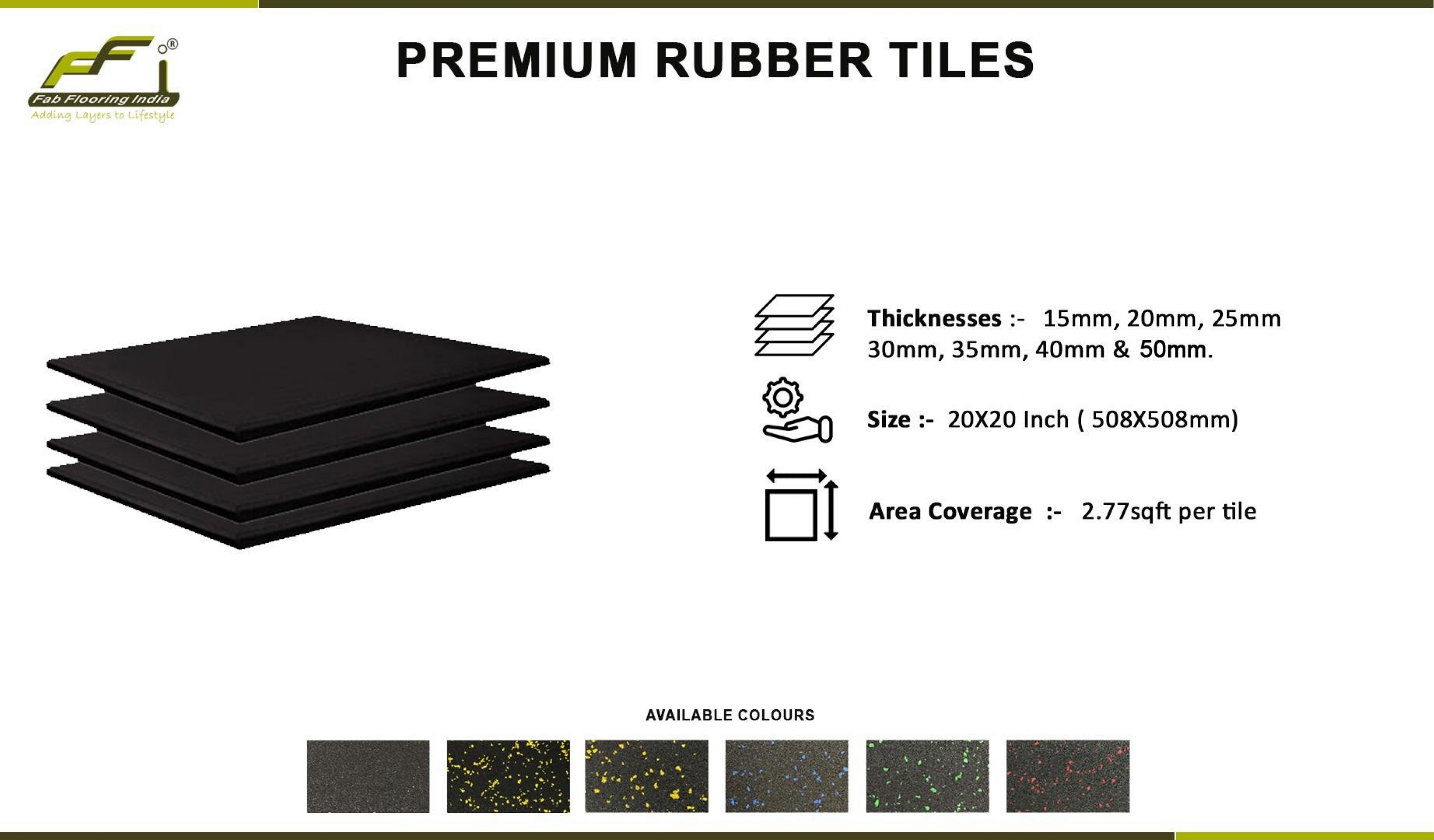 Premium Rubber Gym Tiles 15mm-50mm Thick