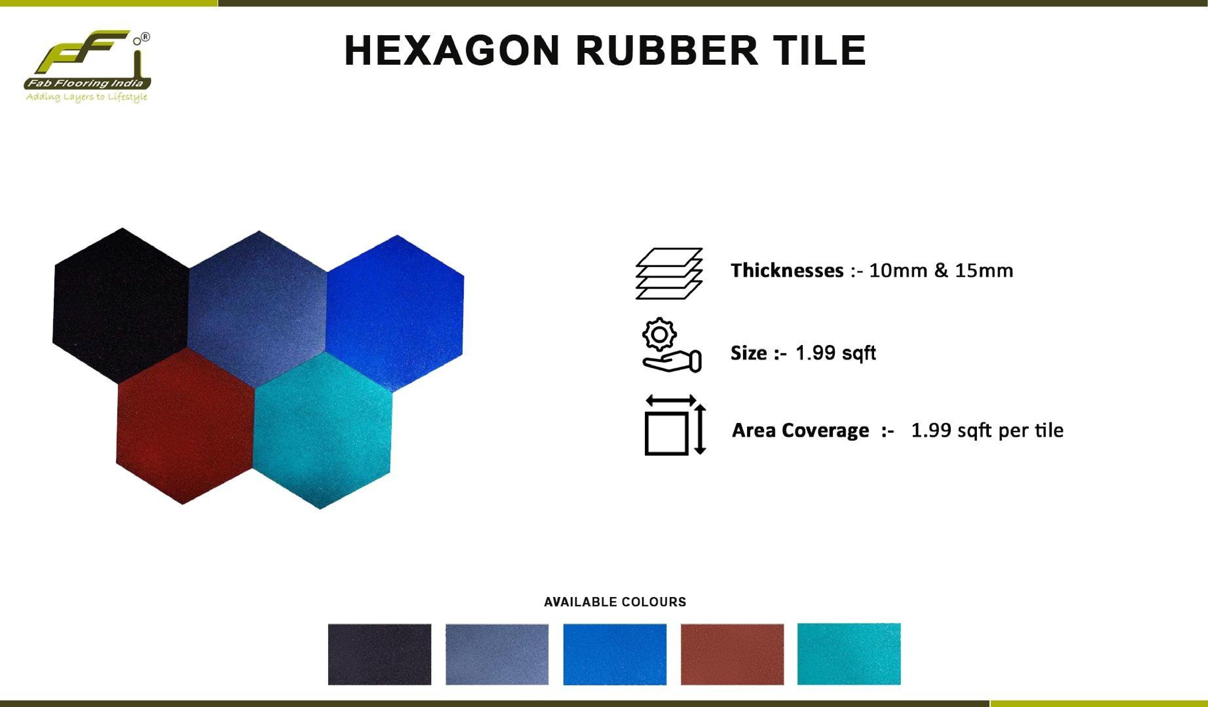 Hexagon Rubber Gym Tiles 15mm Thick