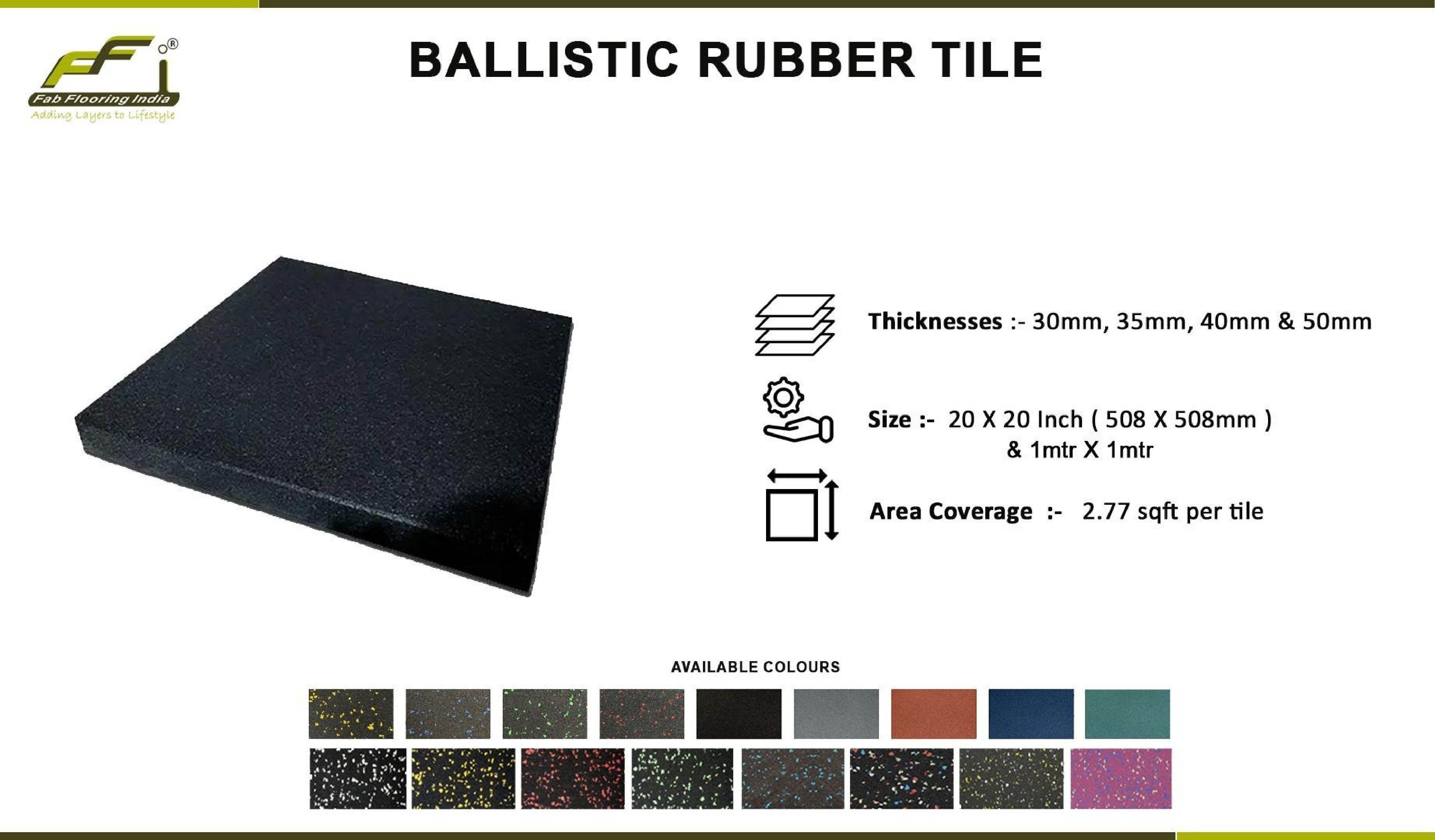 Ballistic Rubber Gym Tiles 15mm Thick