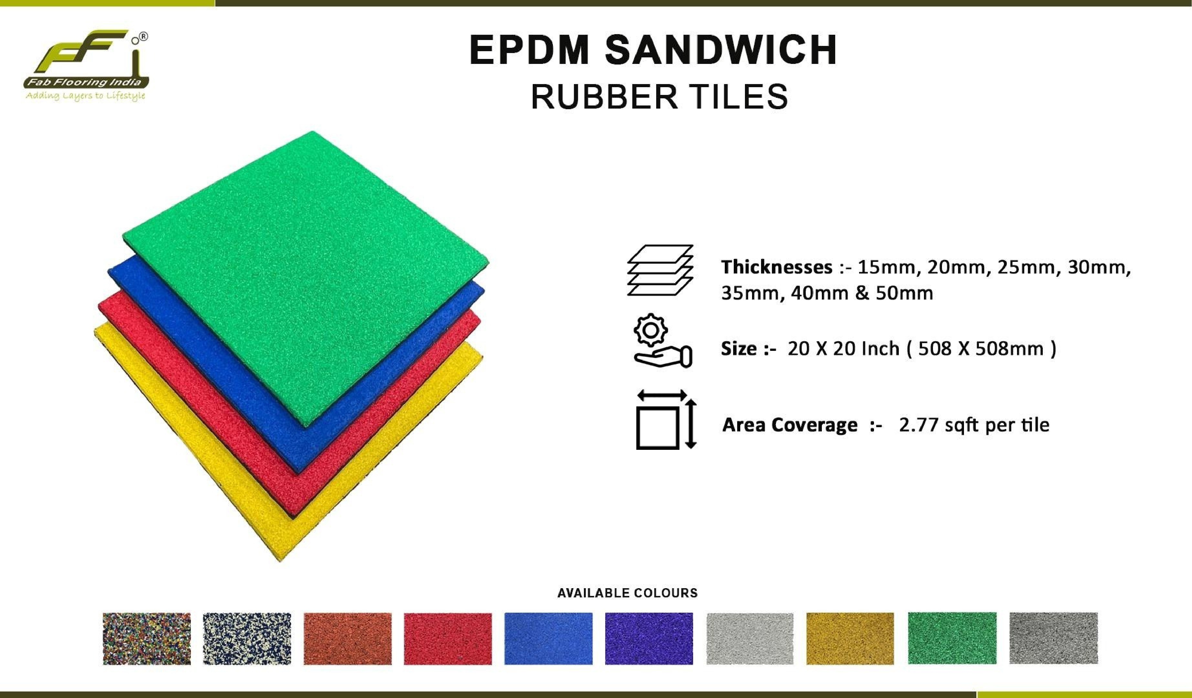 15mm - 50mm EPDM Sandwich Rubber Gym Tiles – Durable Flooring