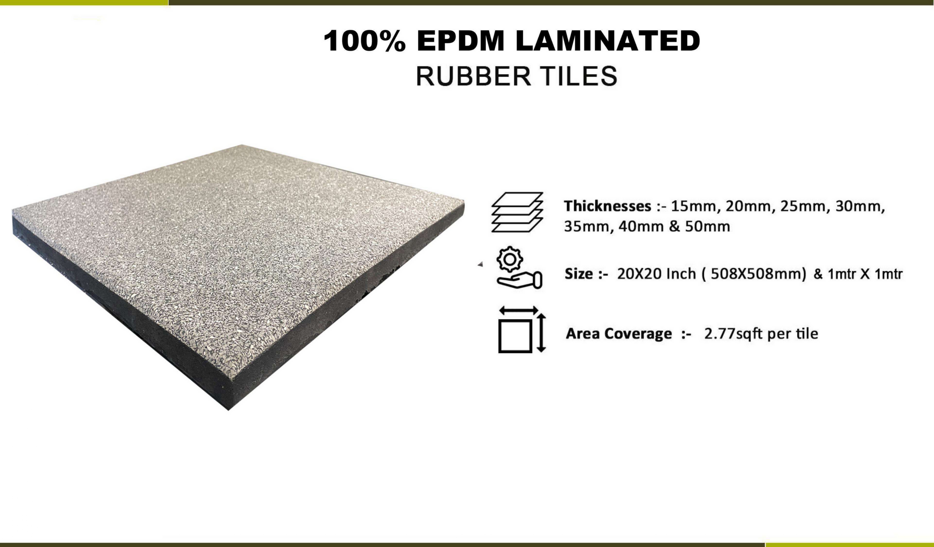 15mm 100% EPDM Laminated Rubber Gym Tiles – Durable Flooring