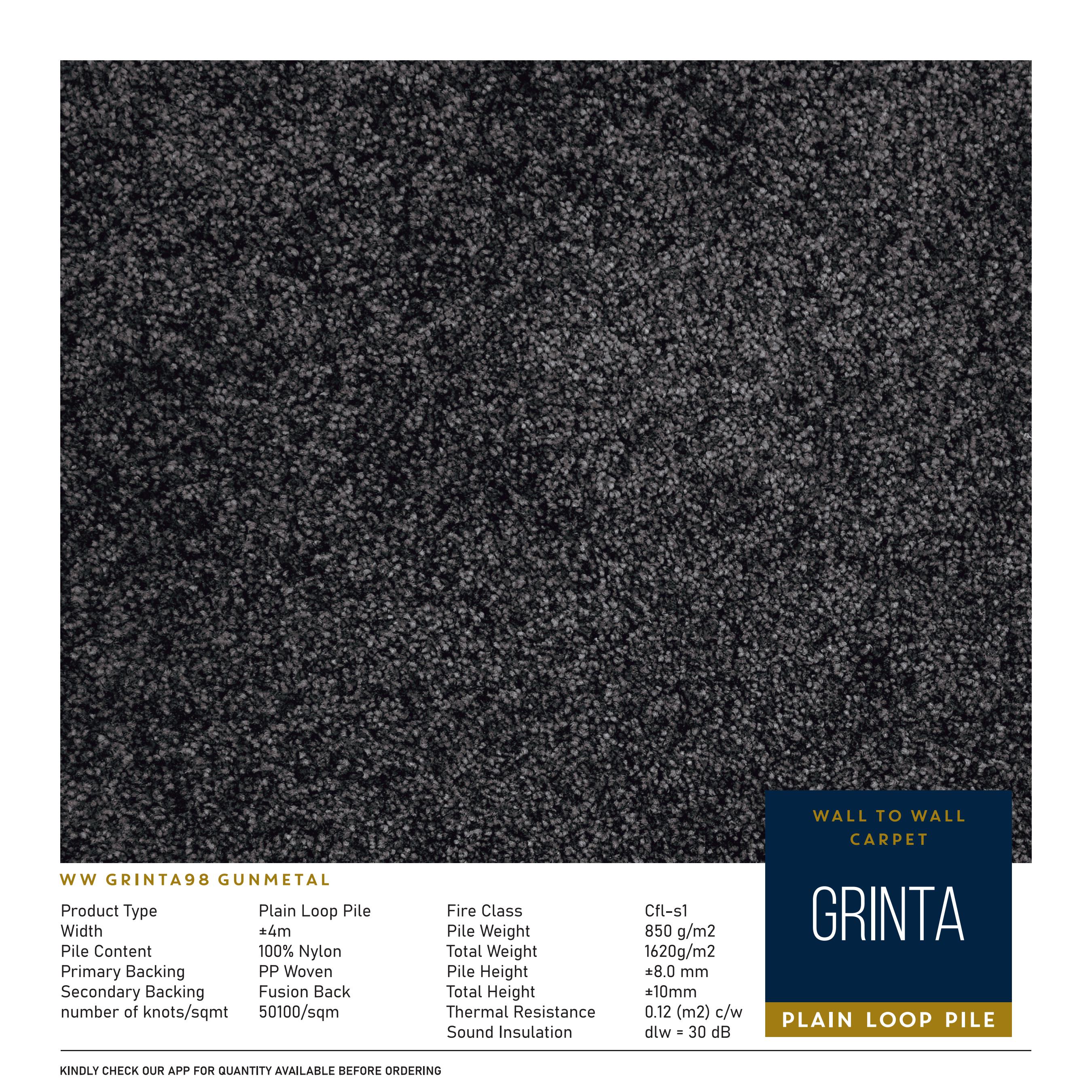 WW Grinta 98 Gunmtal Carpet Tile – Stylish & Durable