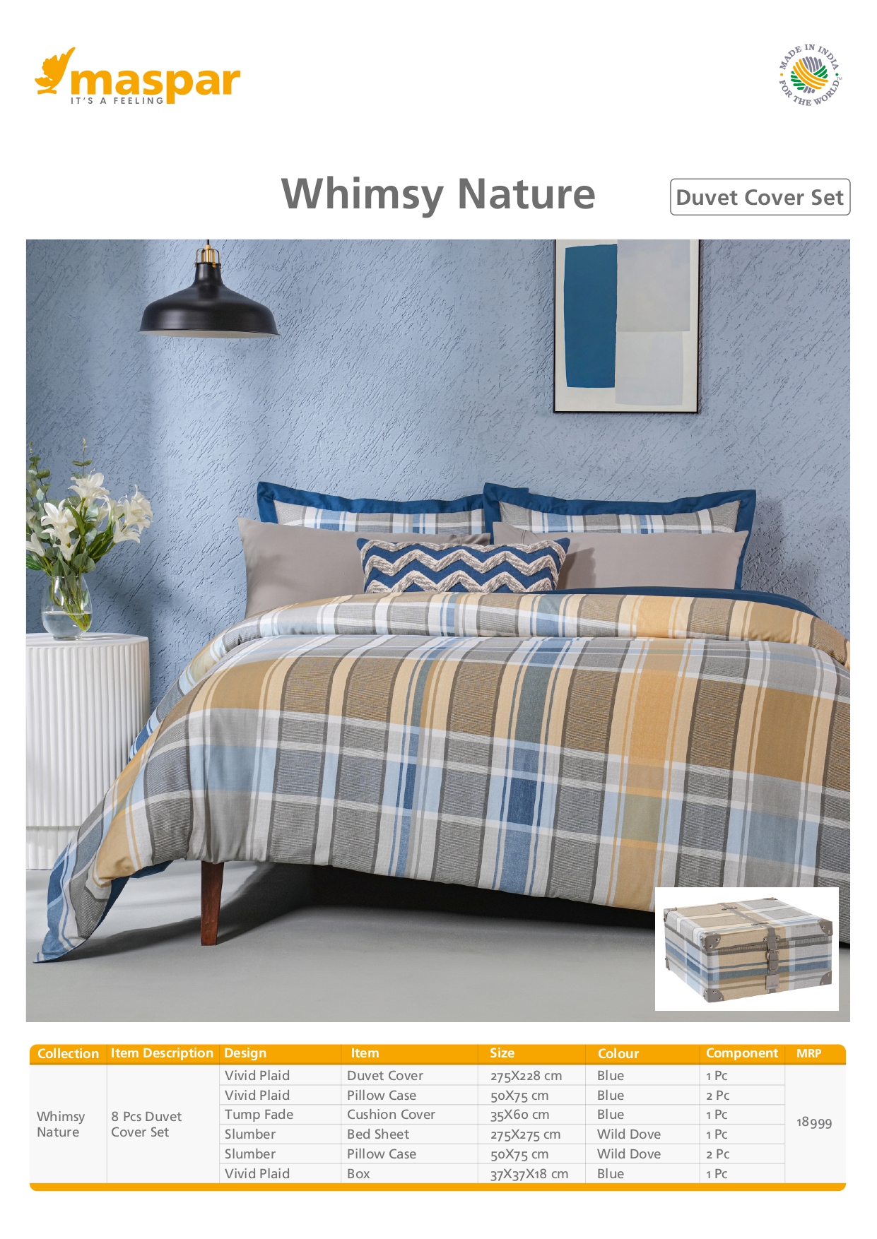 Blue Vivid Plaid - 8 Pcs Duvet Cover Set