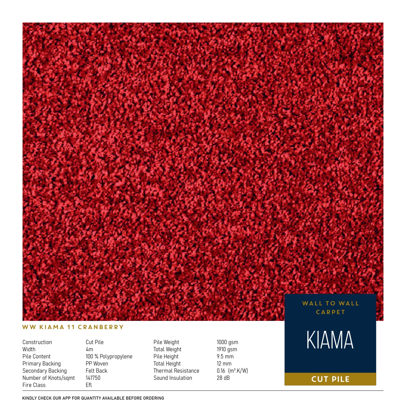 WW Kiama 11 Cranberry Carpet Tile – Stylish & Durable