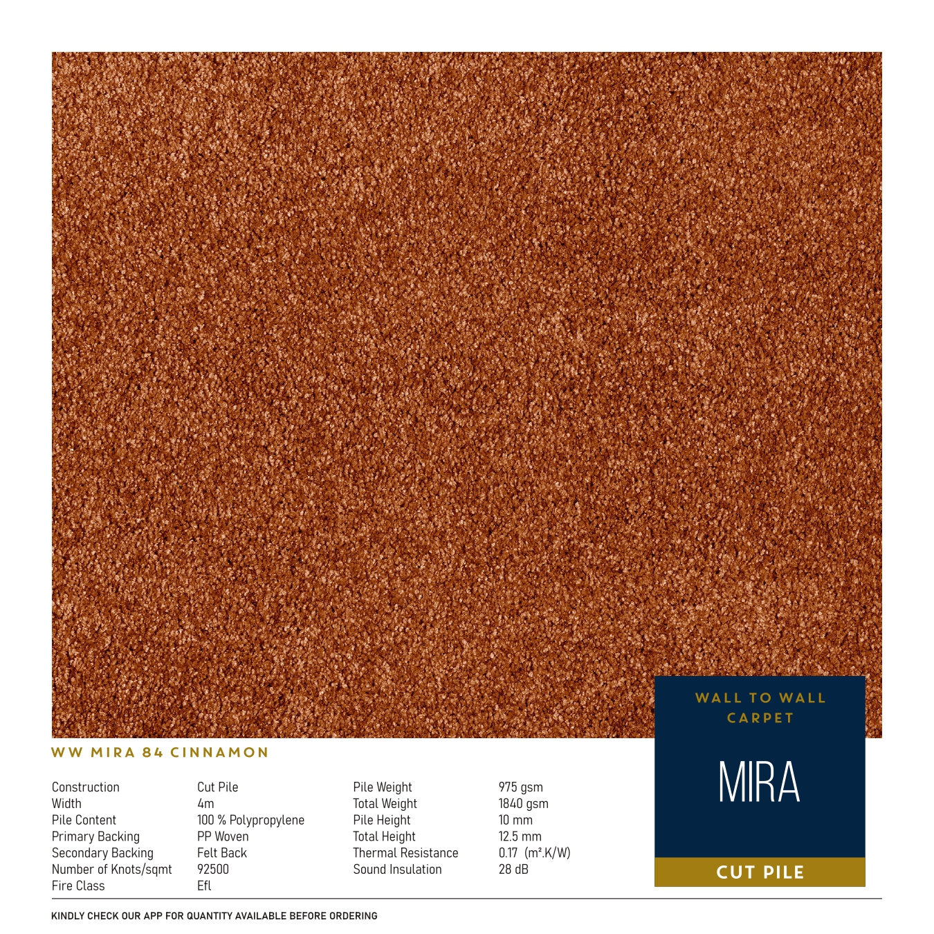 WW Mira Cinnamon 84 Carpet Tile – Stylish & Durable