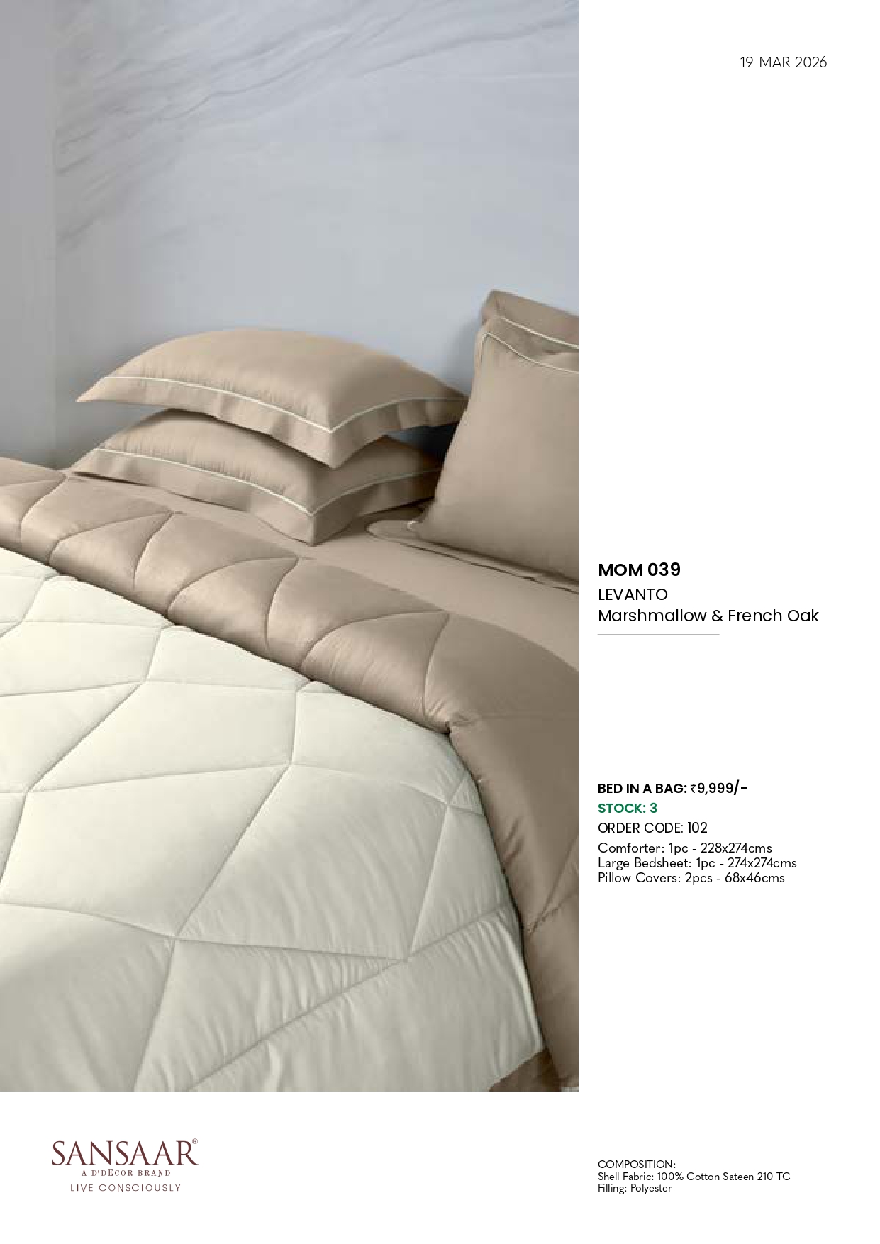 MOM 039 LEVANTO Marshmallow & French Oak