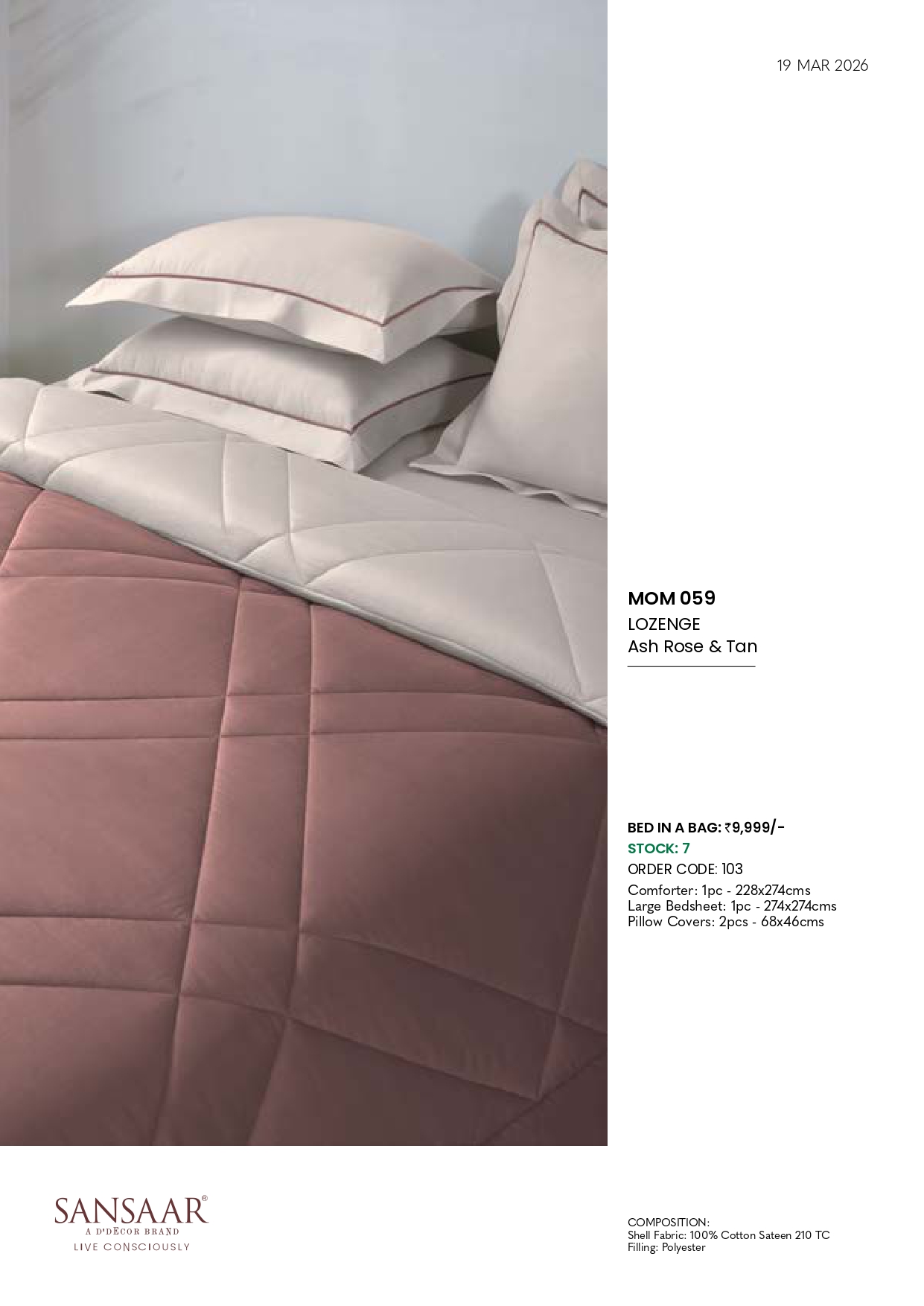 MOM 059 LOZENGE Ash Rose & Tan