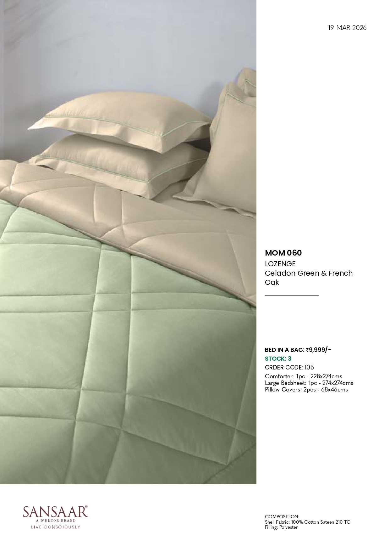 MOM 060 LOZENGE Celadon Green & French Oak