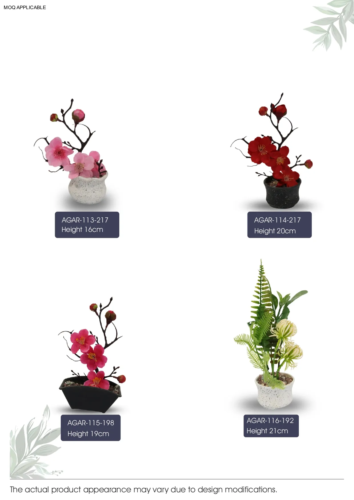 AGAR-113-217  Height 16cm Artificial Bonsai Plant – Elegant Decor