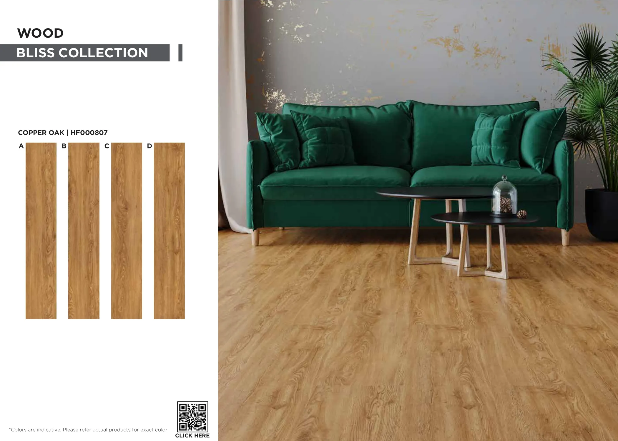 Bliss Copper Oak SPC Planks PVC Flooring