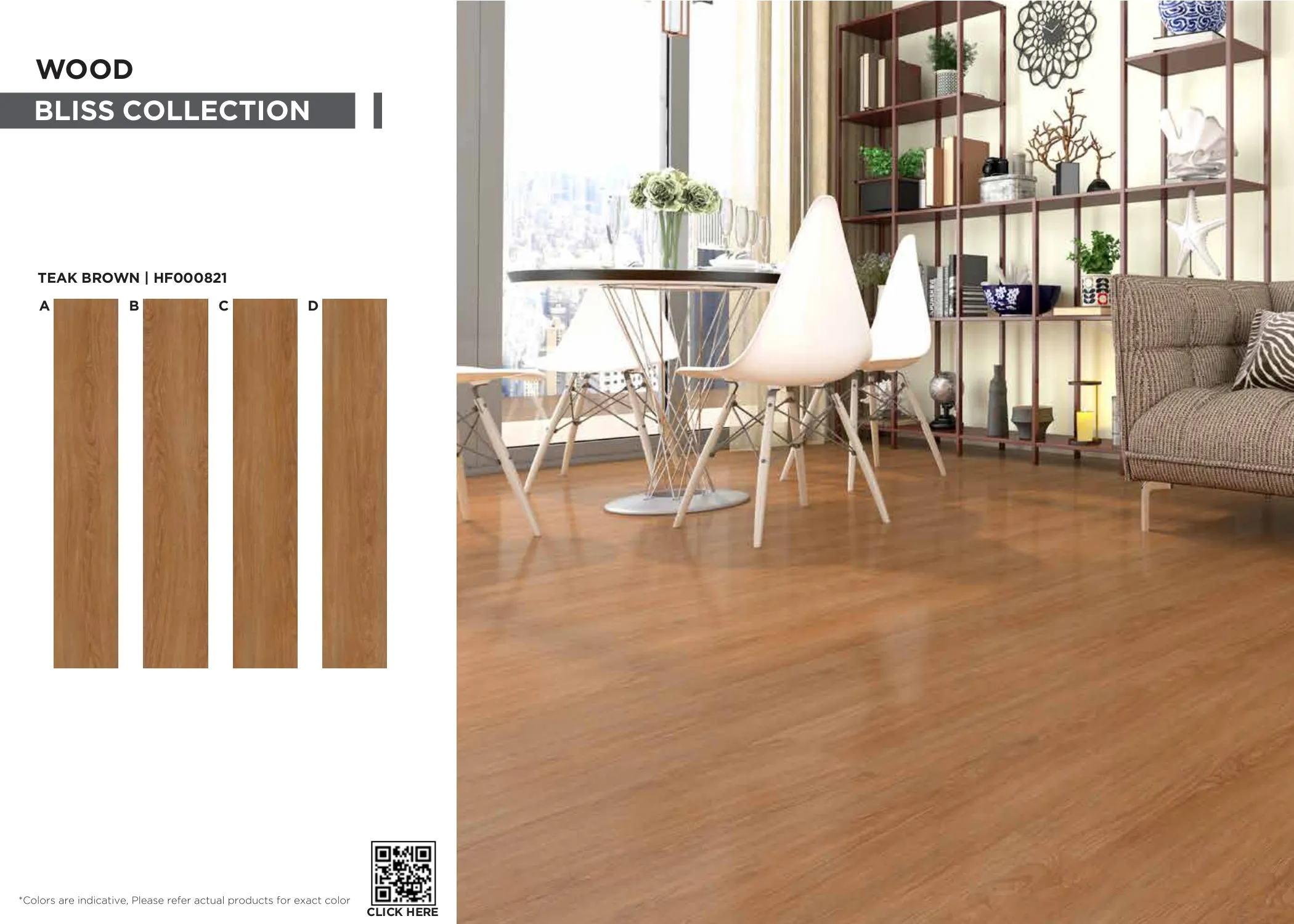 Bliss TEAK BROWN SPC Planks PVC Flooring
