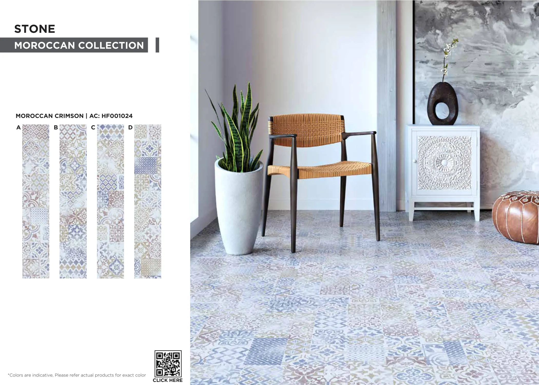 Moroccan Crimson SPC Planks PVC Flooring