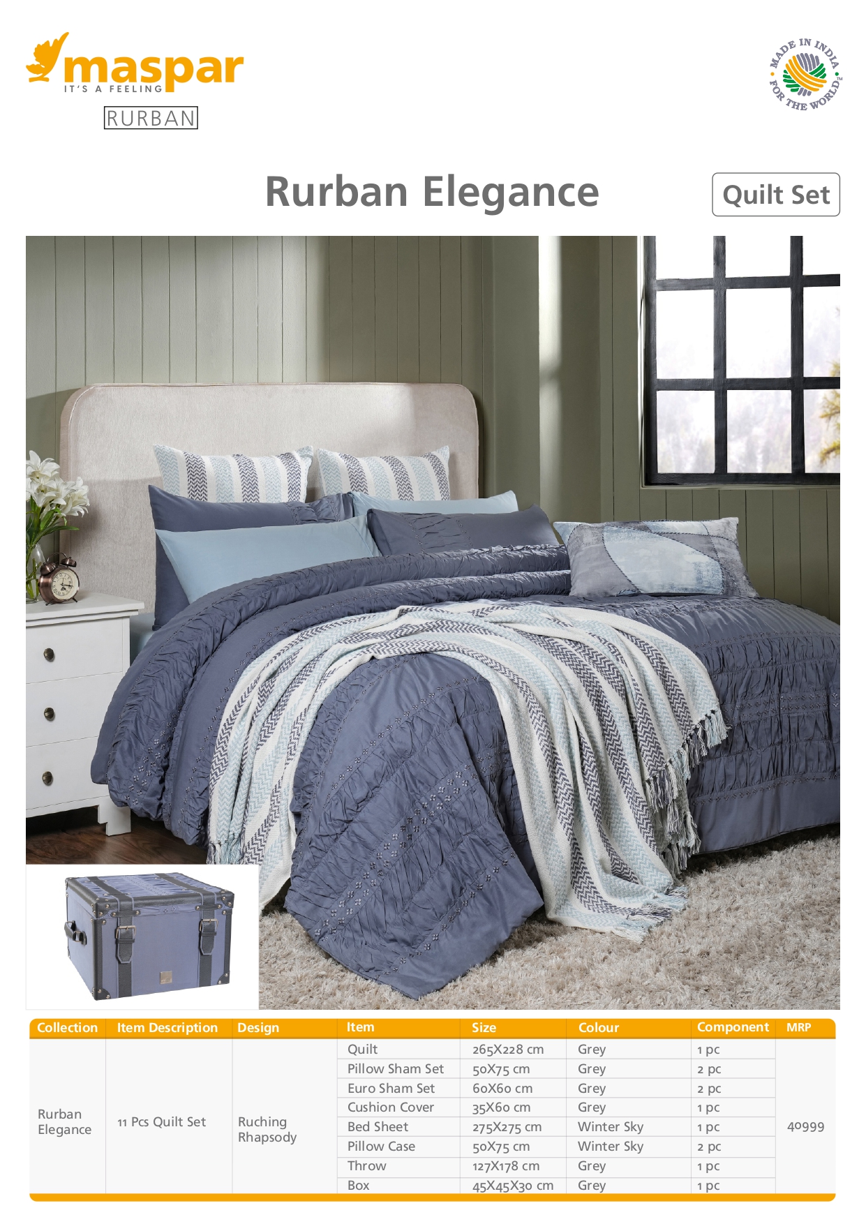 Ruching Rhapsody - 11 Pcs Quilt Set