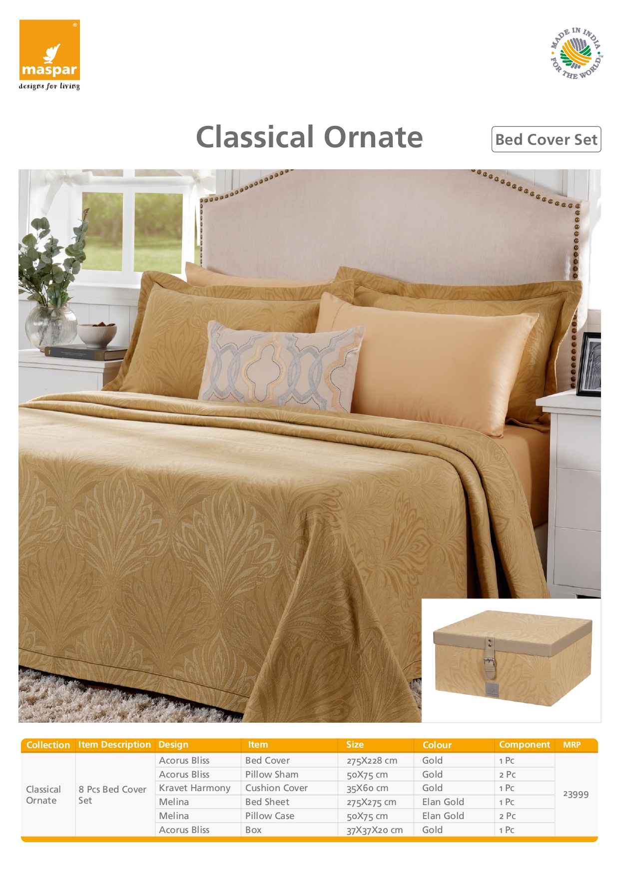 Classical Oranate - 8 Pcs Bed Cover Set