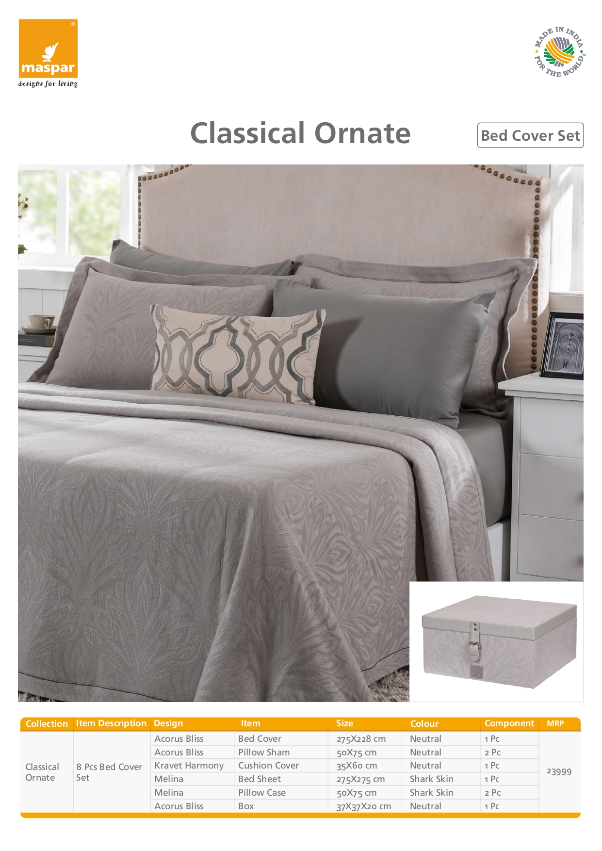 Classical Oranate - 8 Pcs Bed Cover Set