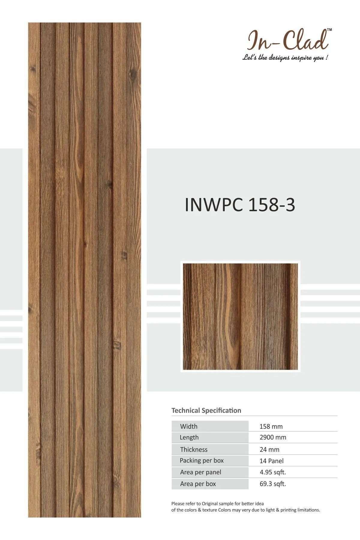 WPC Panel Code INWPC 158-3 Tile - Durable & Stylish Flooring Solution
