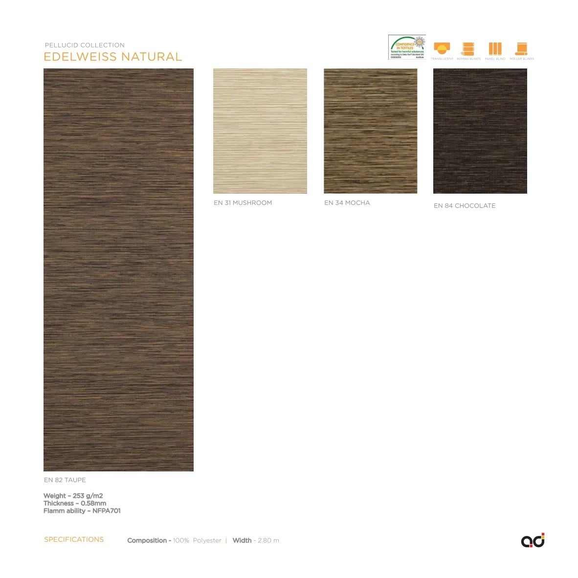AD Roller Edelweiss Natural Blind Collection