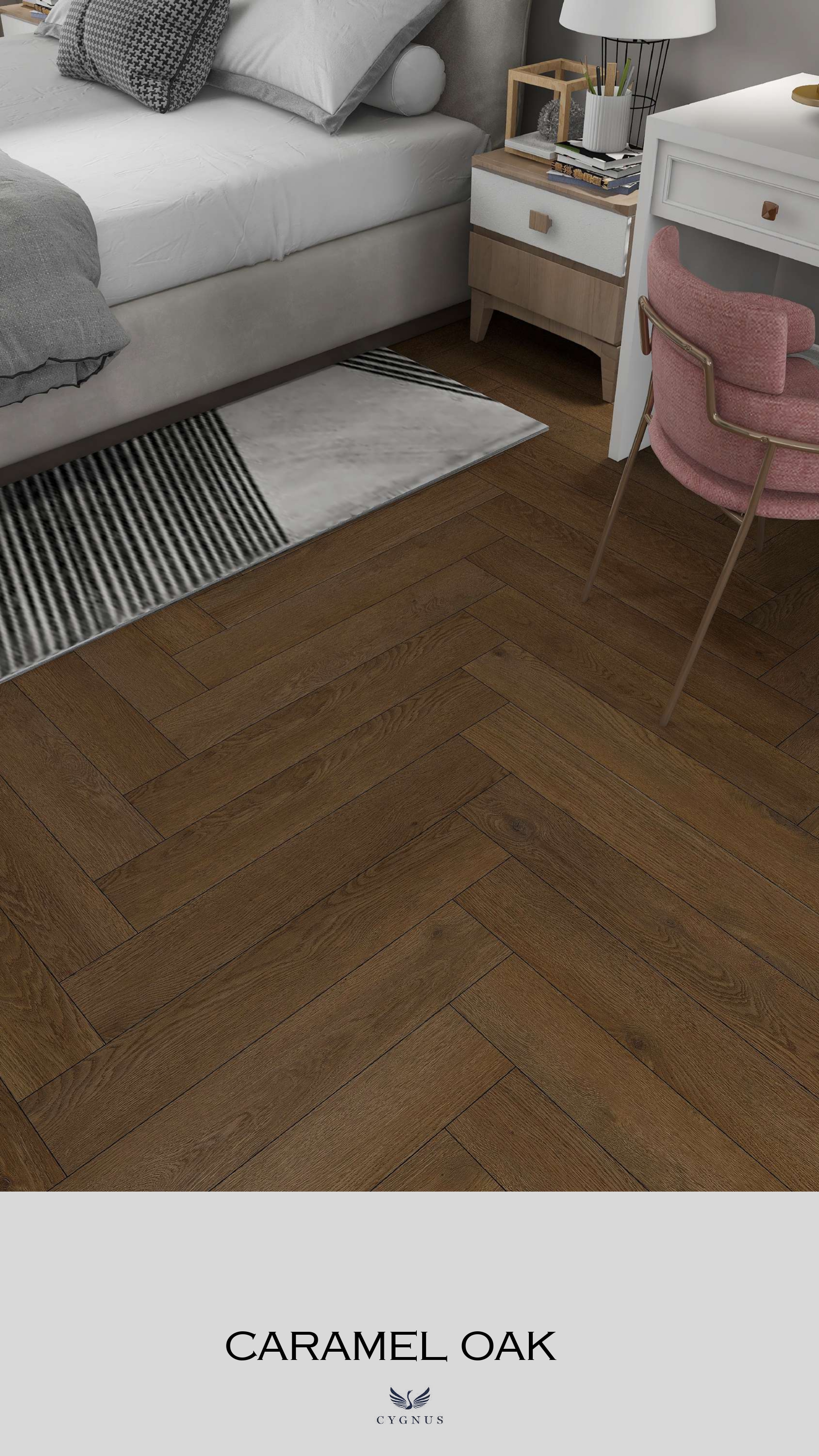 CARAMEL OAK WS Unilock Herringbone Laminate Flooring - Durable & Stylish