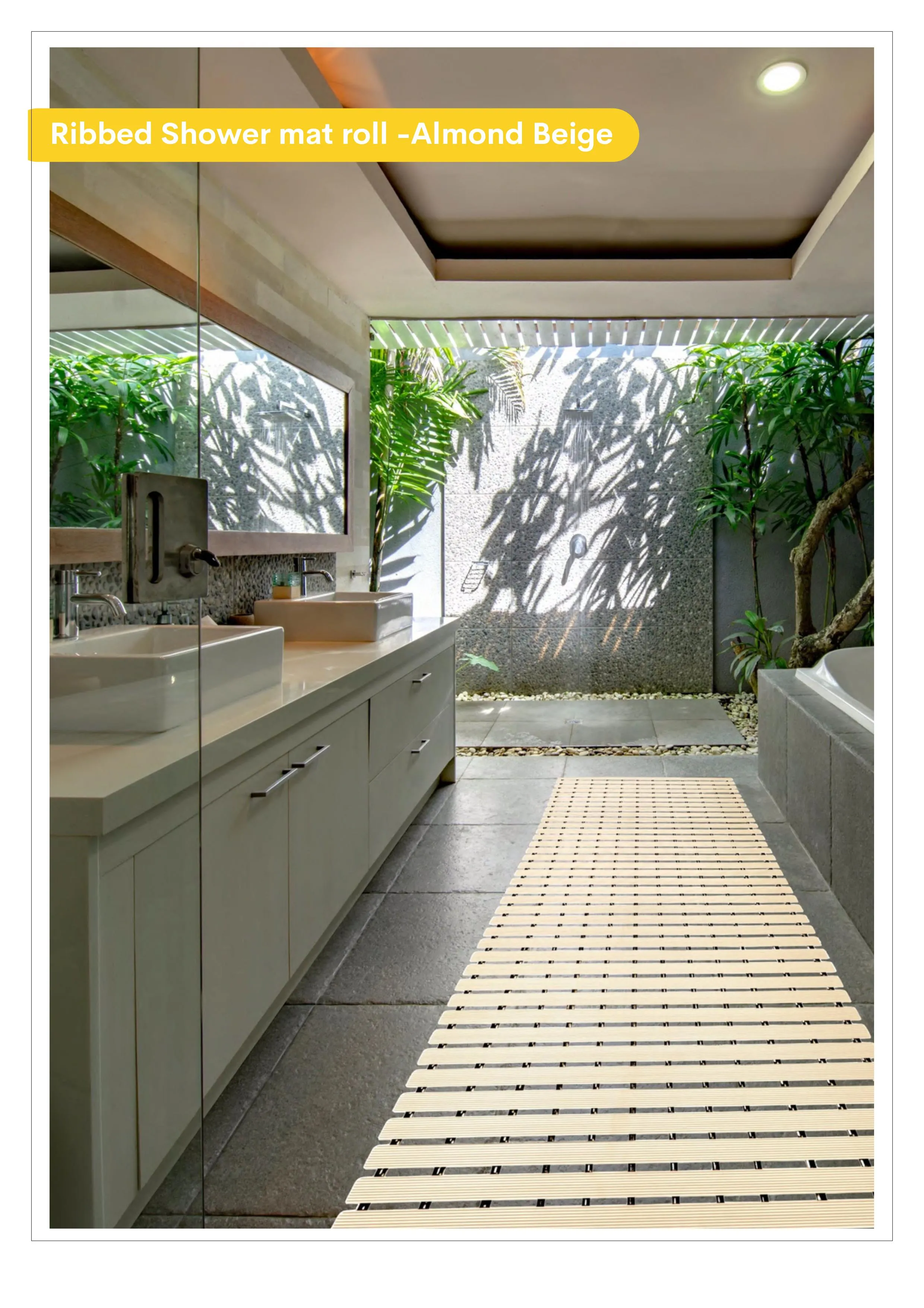 Ribbed Shower Mat Roll - Almond Beige