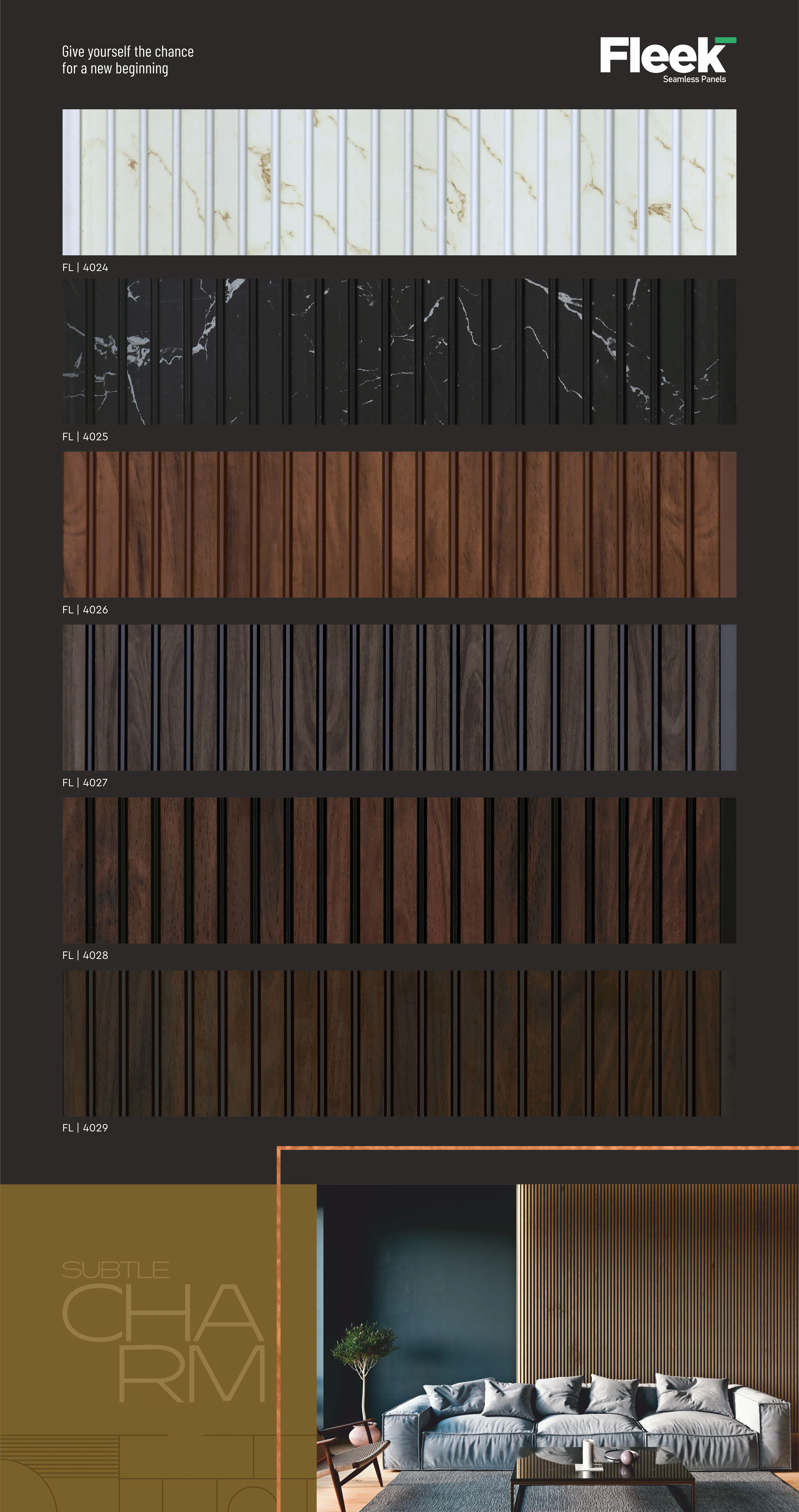 Fleek Treelam FL 4025 Charcoal Wall Panelling