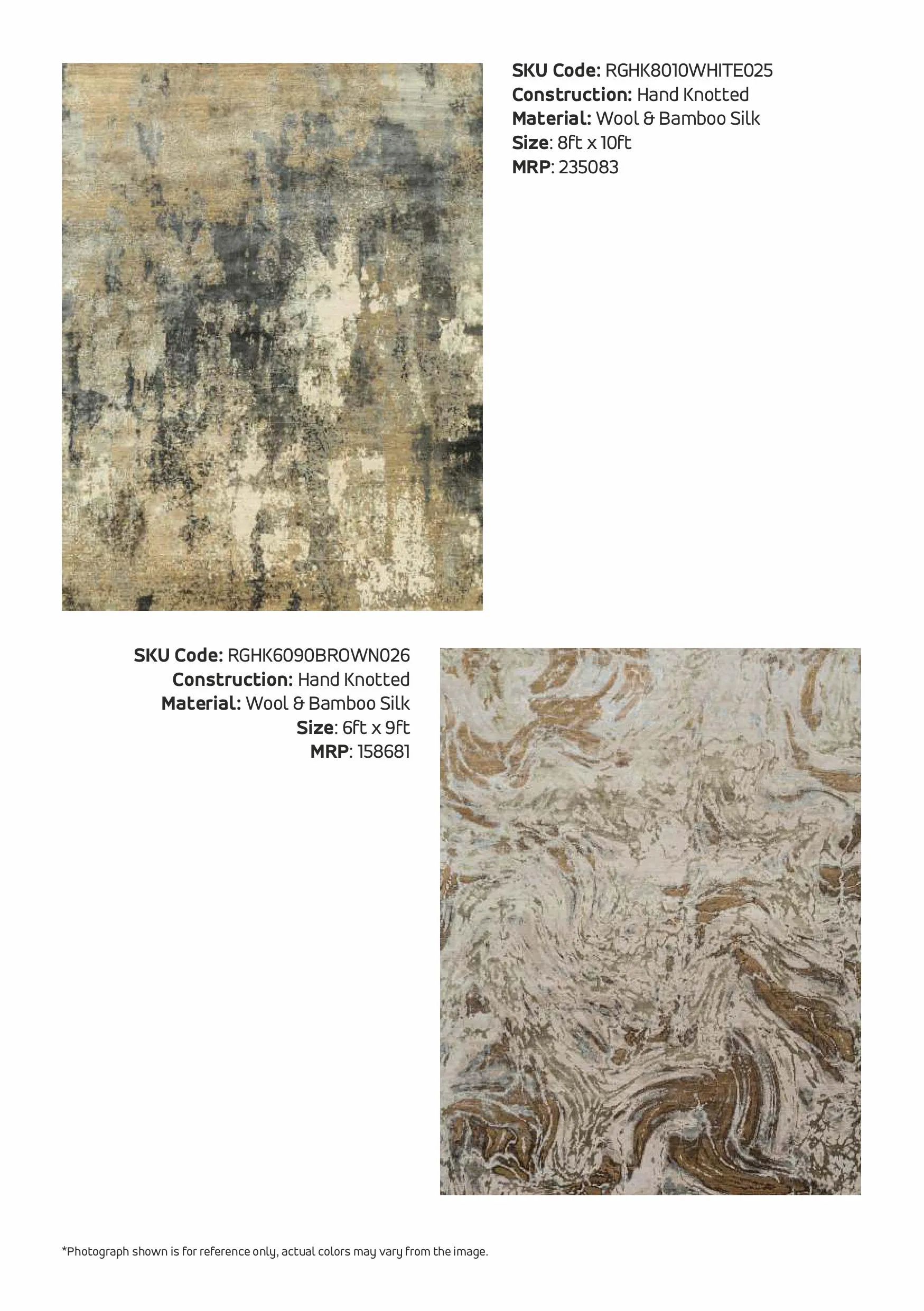 Hand-Knotted Wool & Bamboo Silk Rug 8ft x 10ft