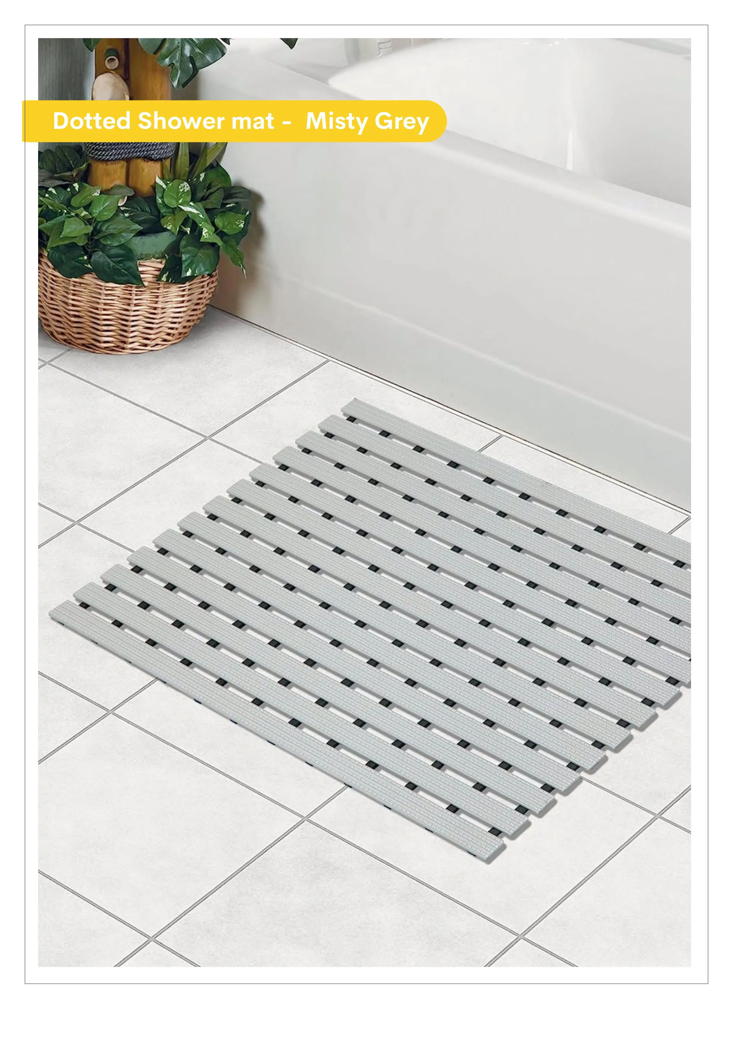 Ribbed Shower Mat - Marine Blue & Misty Grey