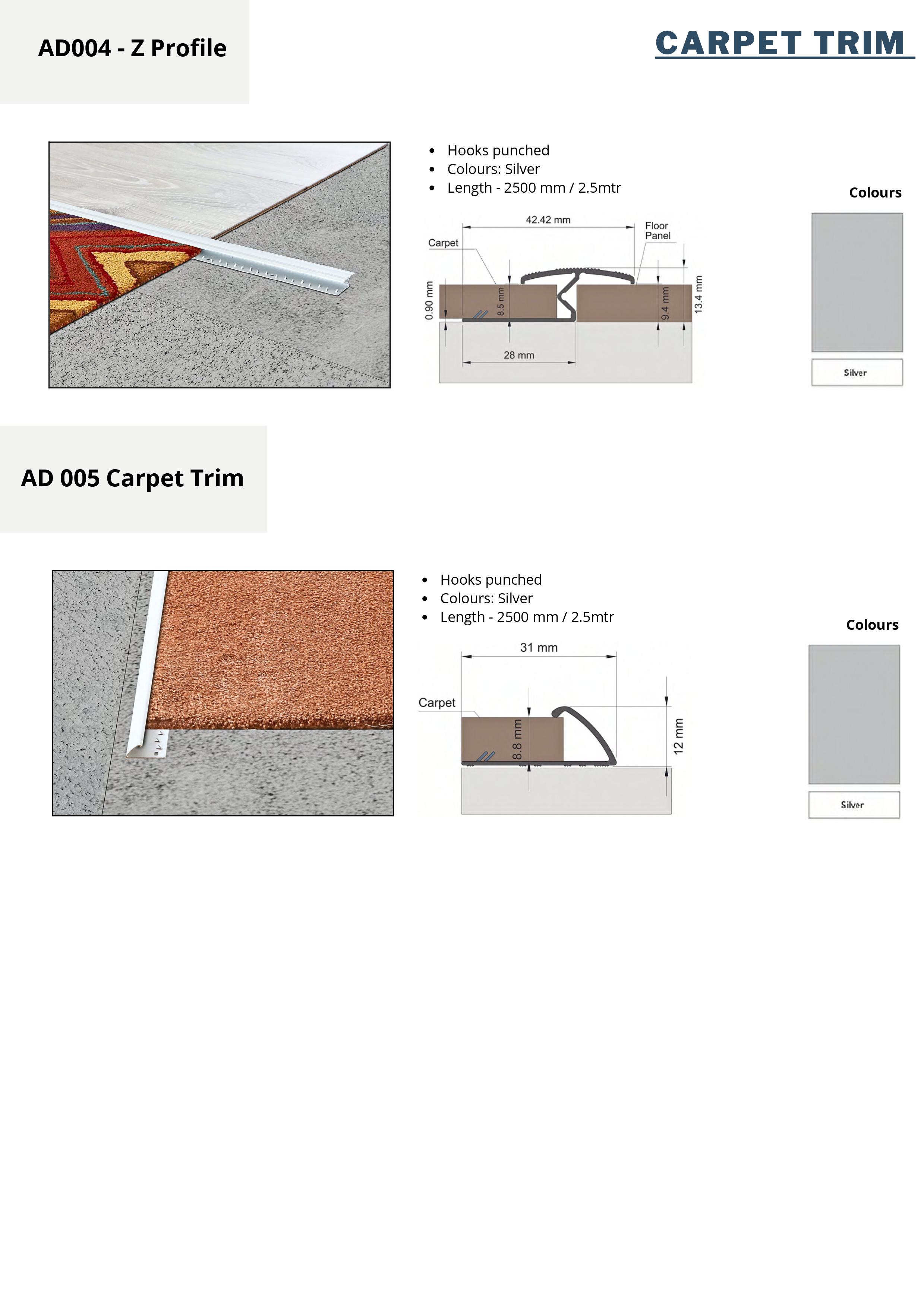 Z Carpet Trim Profile | Durable and Stylish Flooring Edge Solution