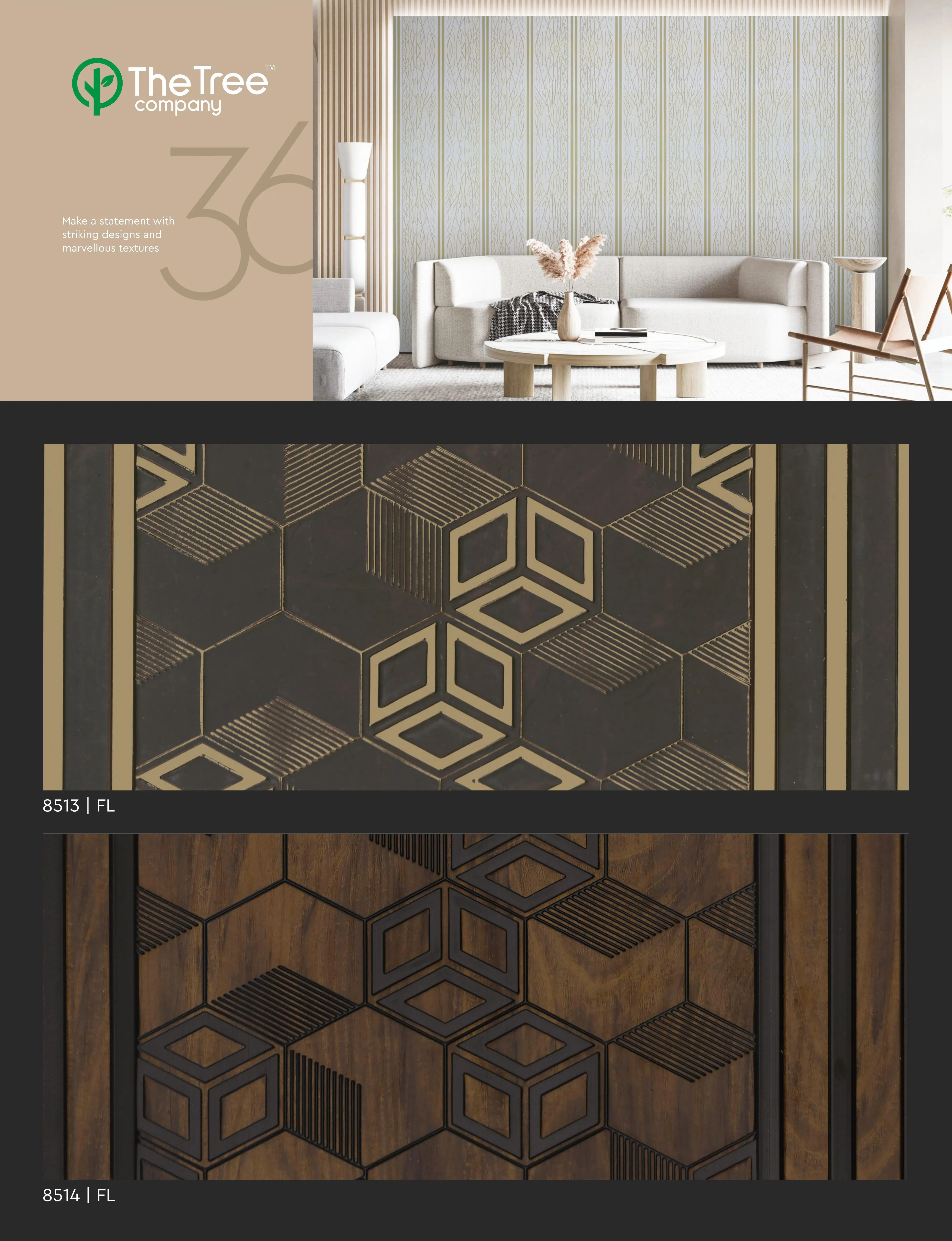 Fleek Treelam FL 8513 Charcoal Wall Panelling