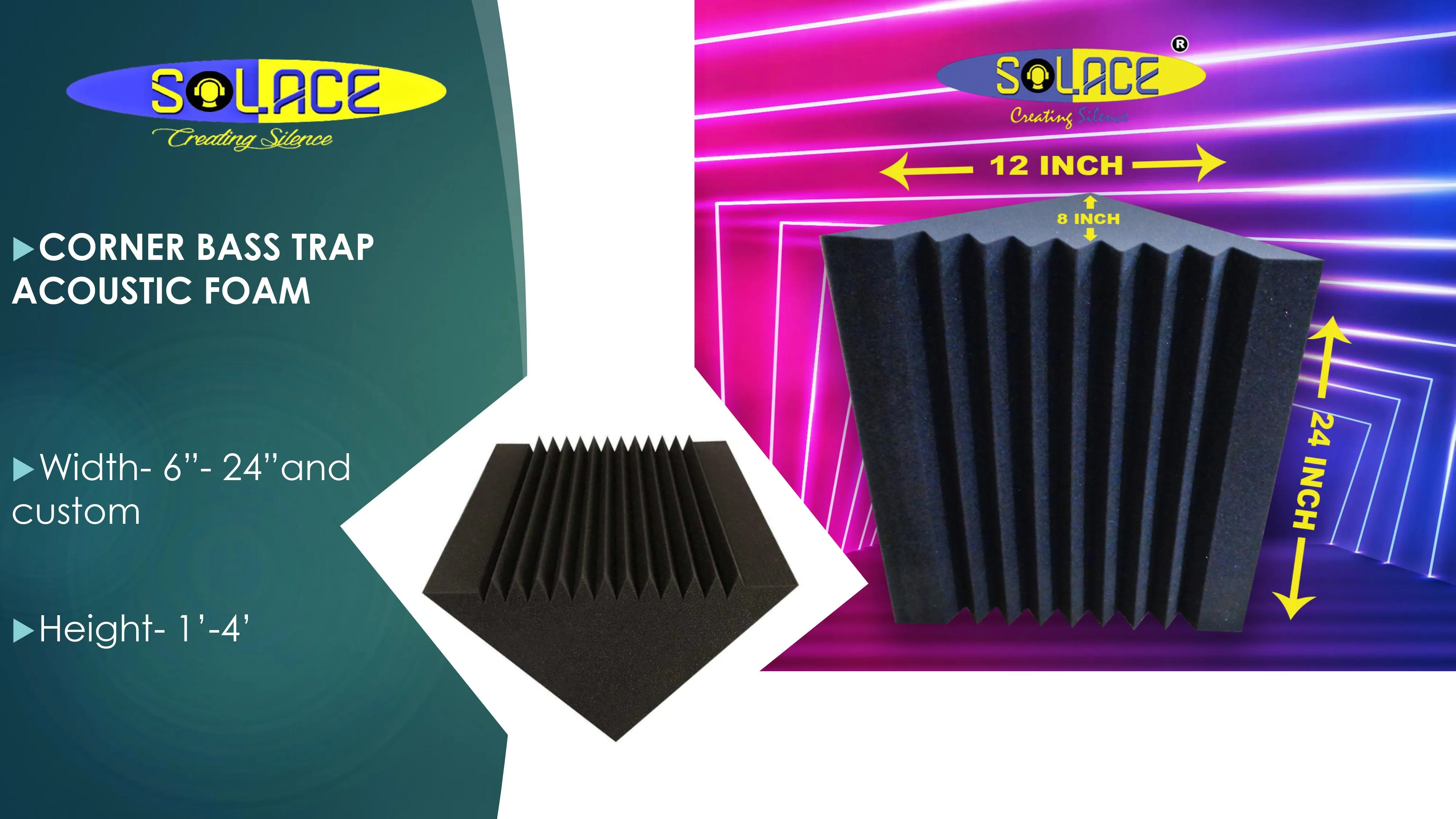 Corner Bass Trap Acoustic Foam | Noise Reduction for Studios