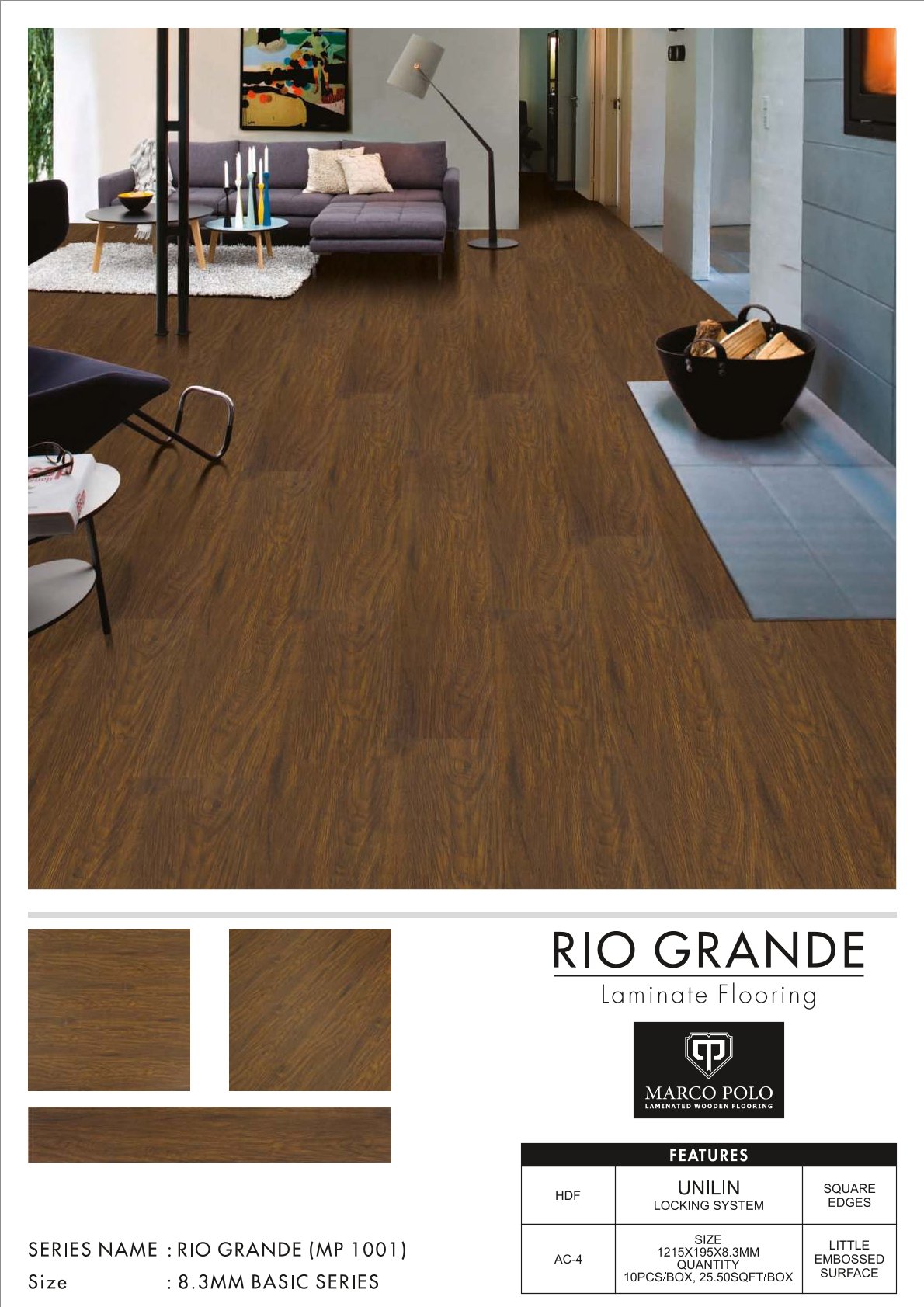 MP-1001 Rio Grande Marcopolo Laminate Flooring 8.3mm