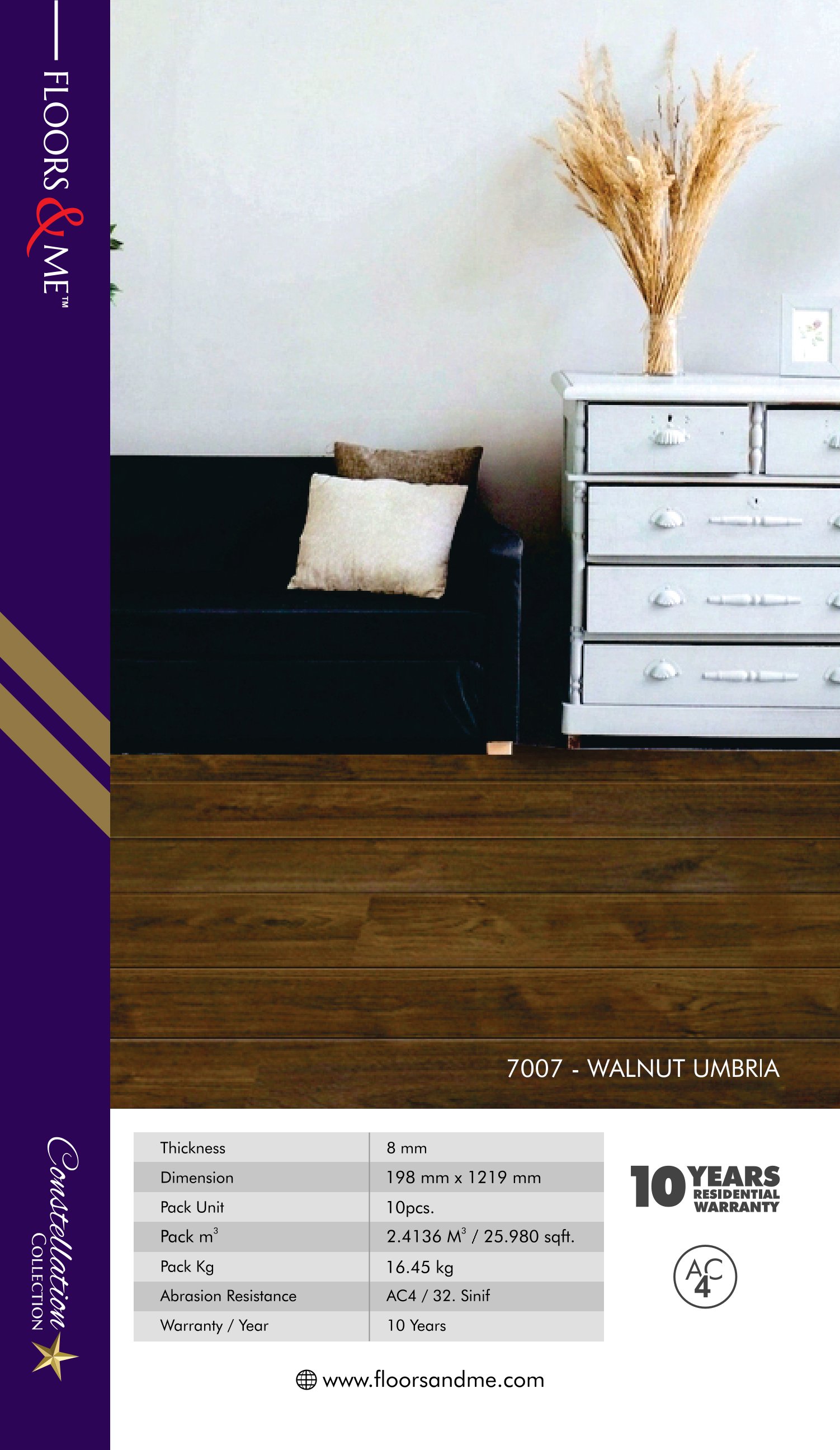 7007 Walnut Umbria - 8mm Unique Laminate Flooring