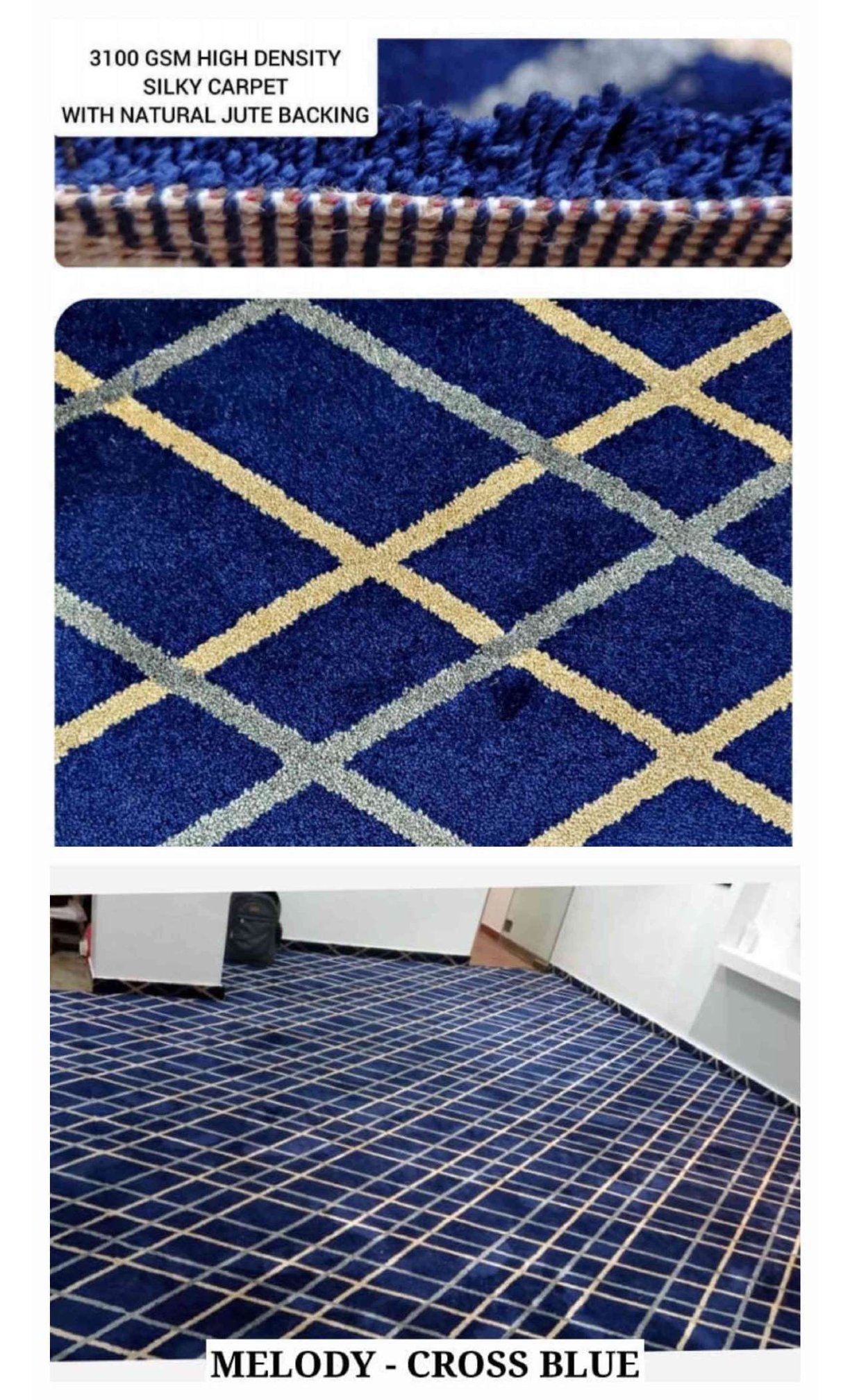 RJM Melody Carpet Roll - Cross Blue