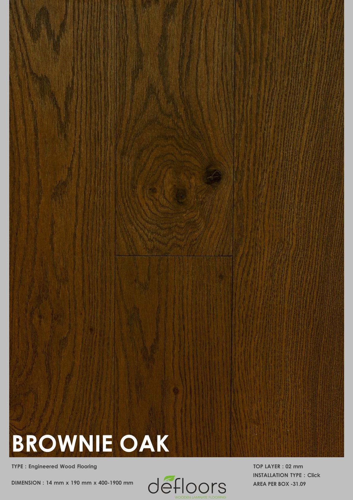 BROWNIE OAK   -14mm Engineered Defloor Laminate Flooring