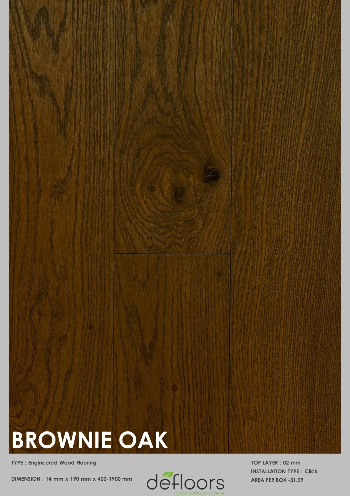 BROWNIE OAK   -14mm Engineered Defloor Laminate Flooring