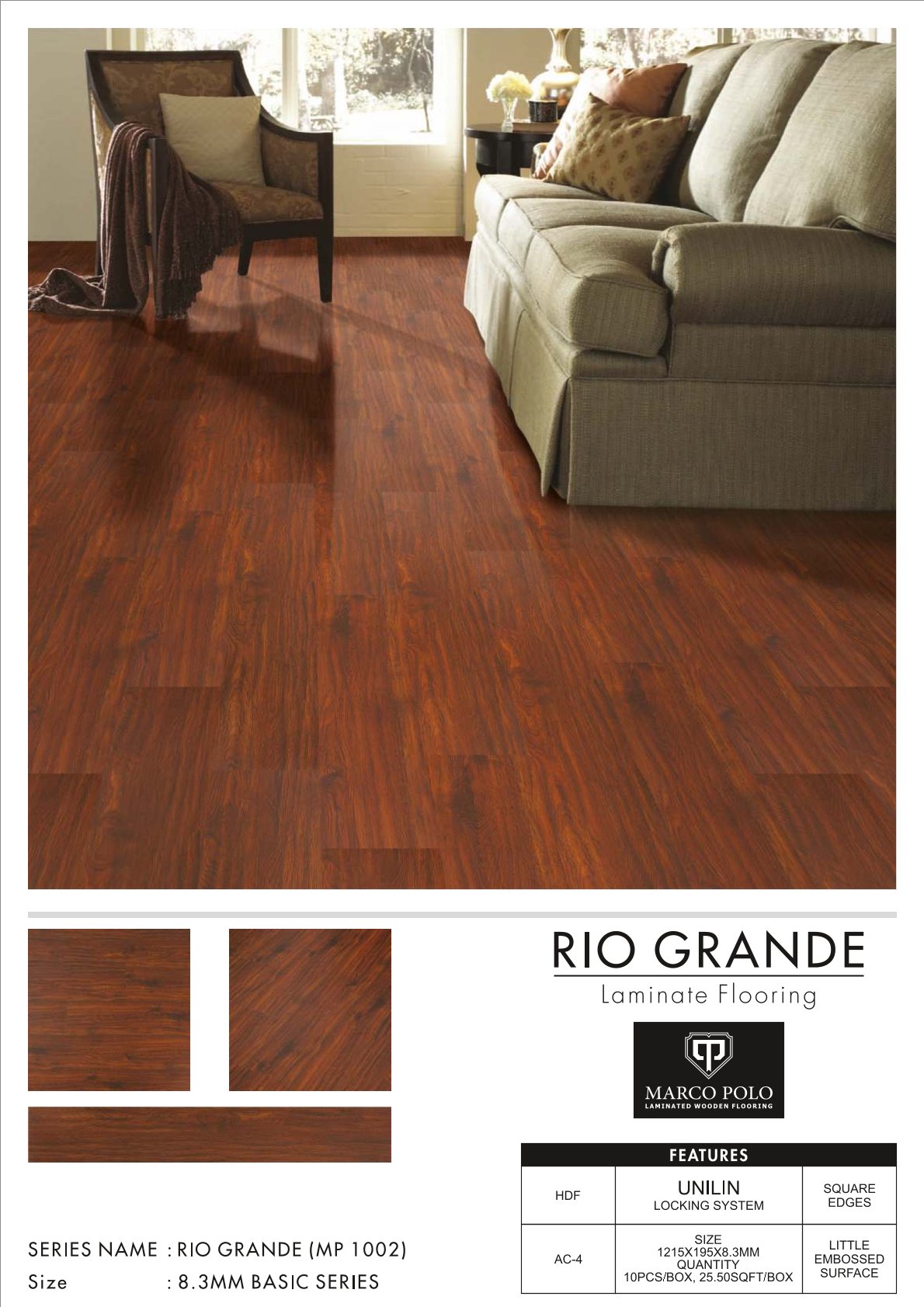 MP-1002 Rio Grande Marcopolo Laminate Flooring 8.3mm