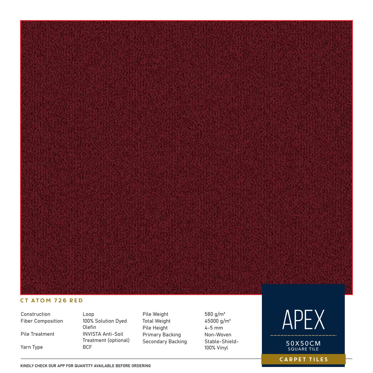 726 Red Apex Carpet Tile 50x50 cm