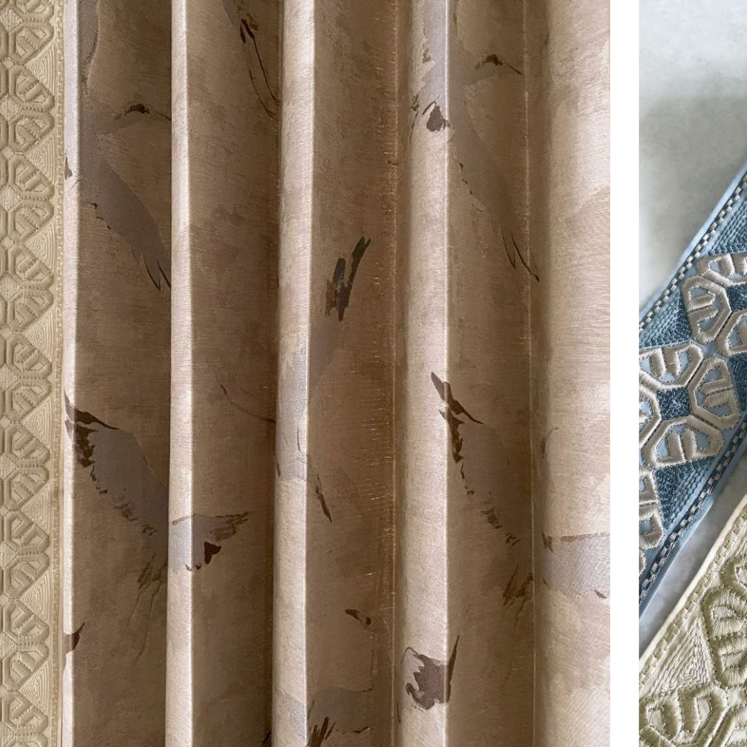 Vaya Dunber Phoenix Pebble Border Newport Bronze Curtain Fabric